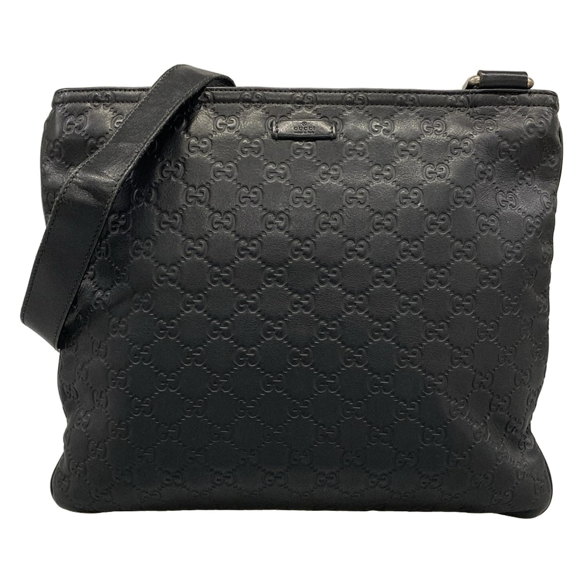【新着】【中古】GUCCI(グッチ) シマライン ショルダーバッグ 黒 レザー
