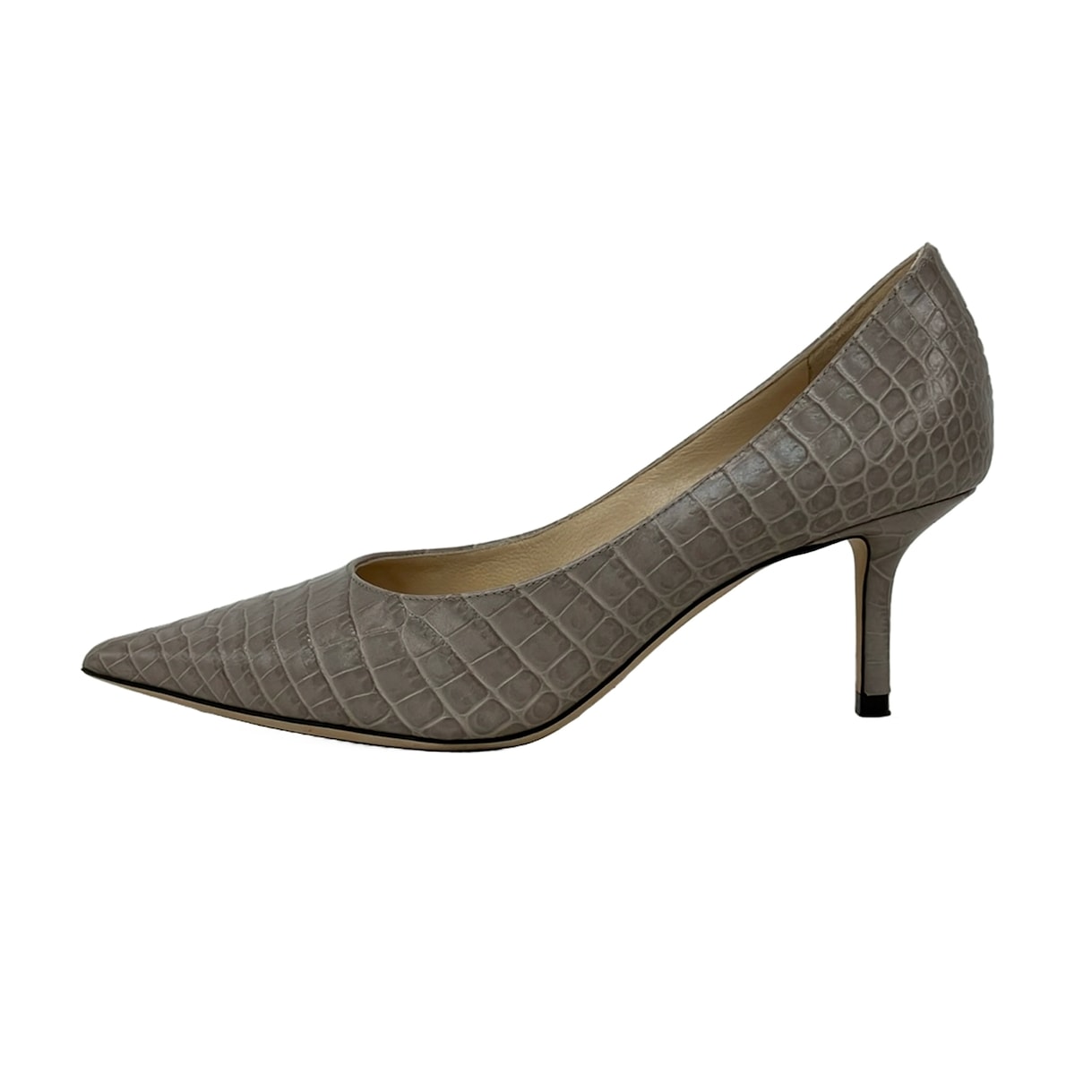 【新着】【中古】JIMMY CHOO(ジミーチュウ) パンプス 型押し加工 グレー レザー