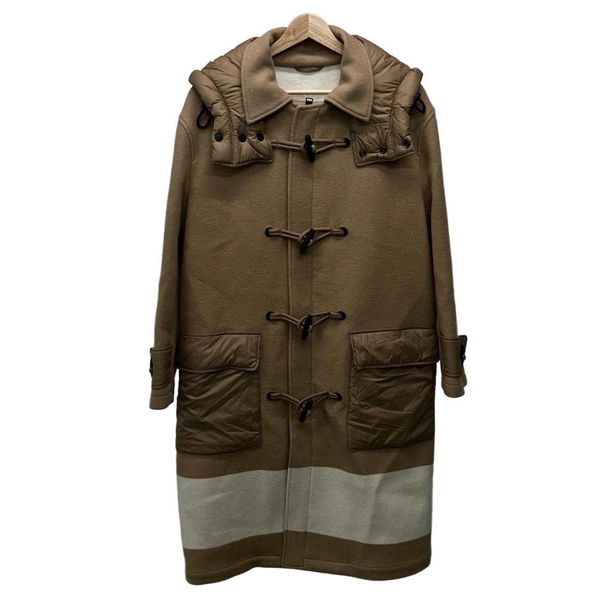 【新着】【中古】HUGOBOSS(ヒューゴボス) ダッフルコート 長袖/ジップアップ/フード着脱可/冬 ベージュ×アイボリー