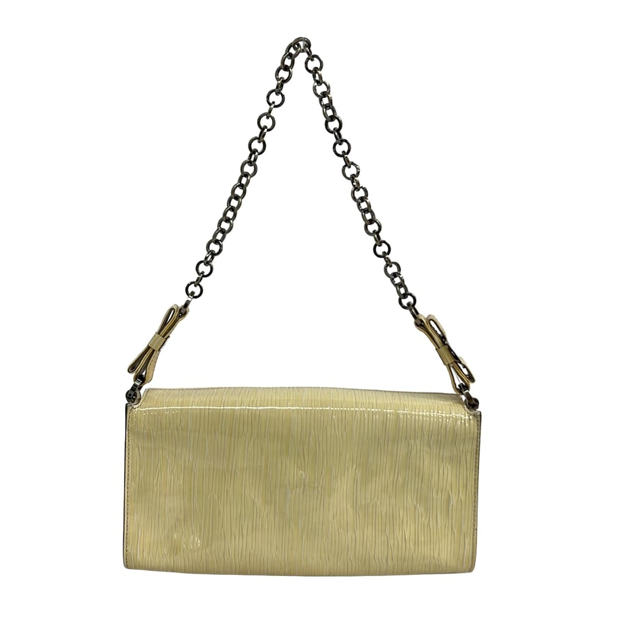 【中古】FERRAGAMO/SalvatoreFerragamo(サルバトーレフェラガモ) ヴァラ ショルダーバッグ リボン/チェーンショルダー アイボリー レザー