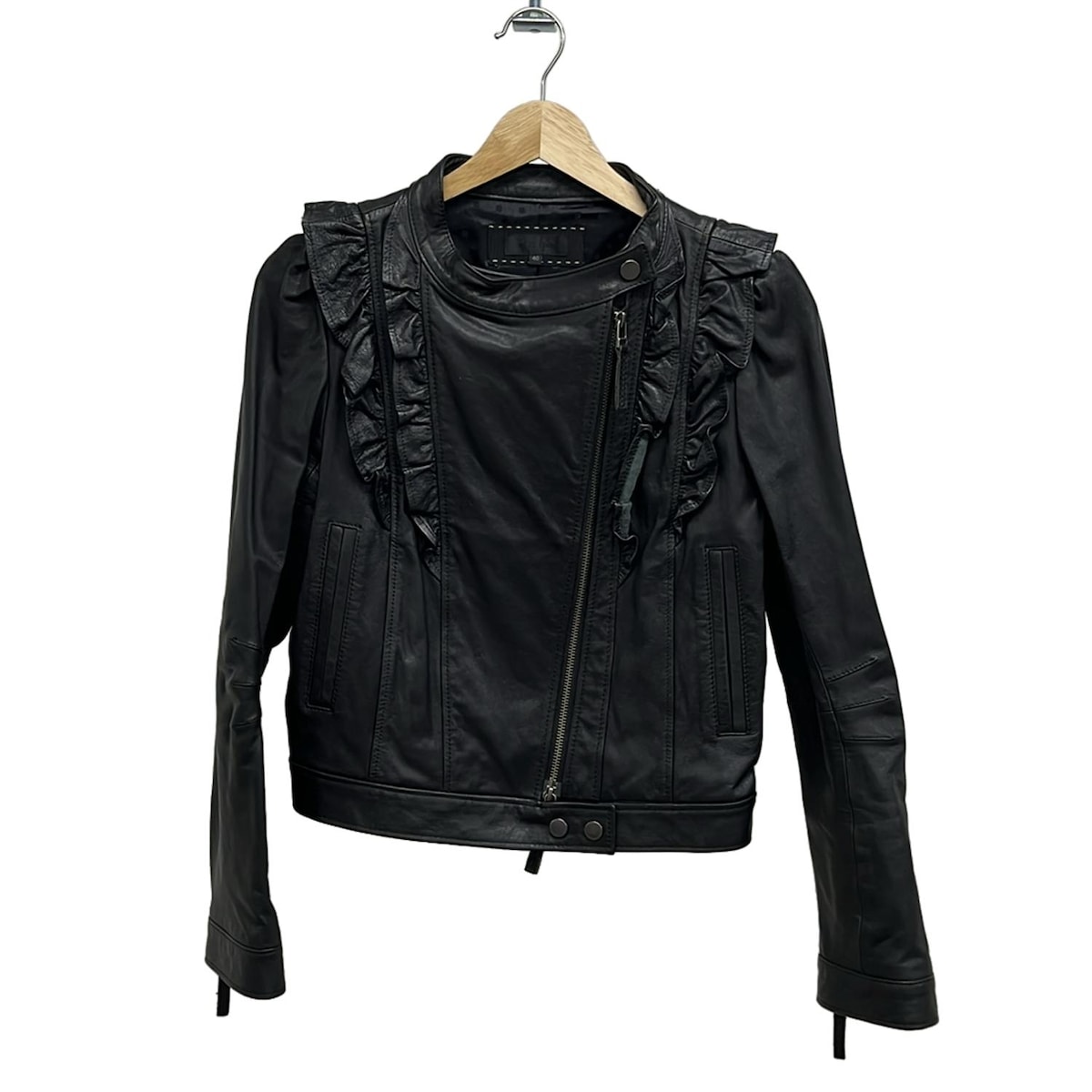 【新着】【中古】TO BE CHIC(トゥービーシック) ライダースジャケット 長袖/フリル/春/秋 黒