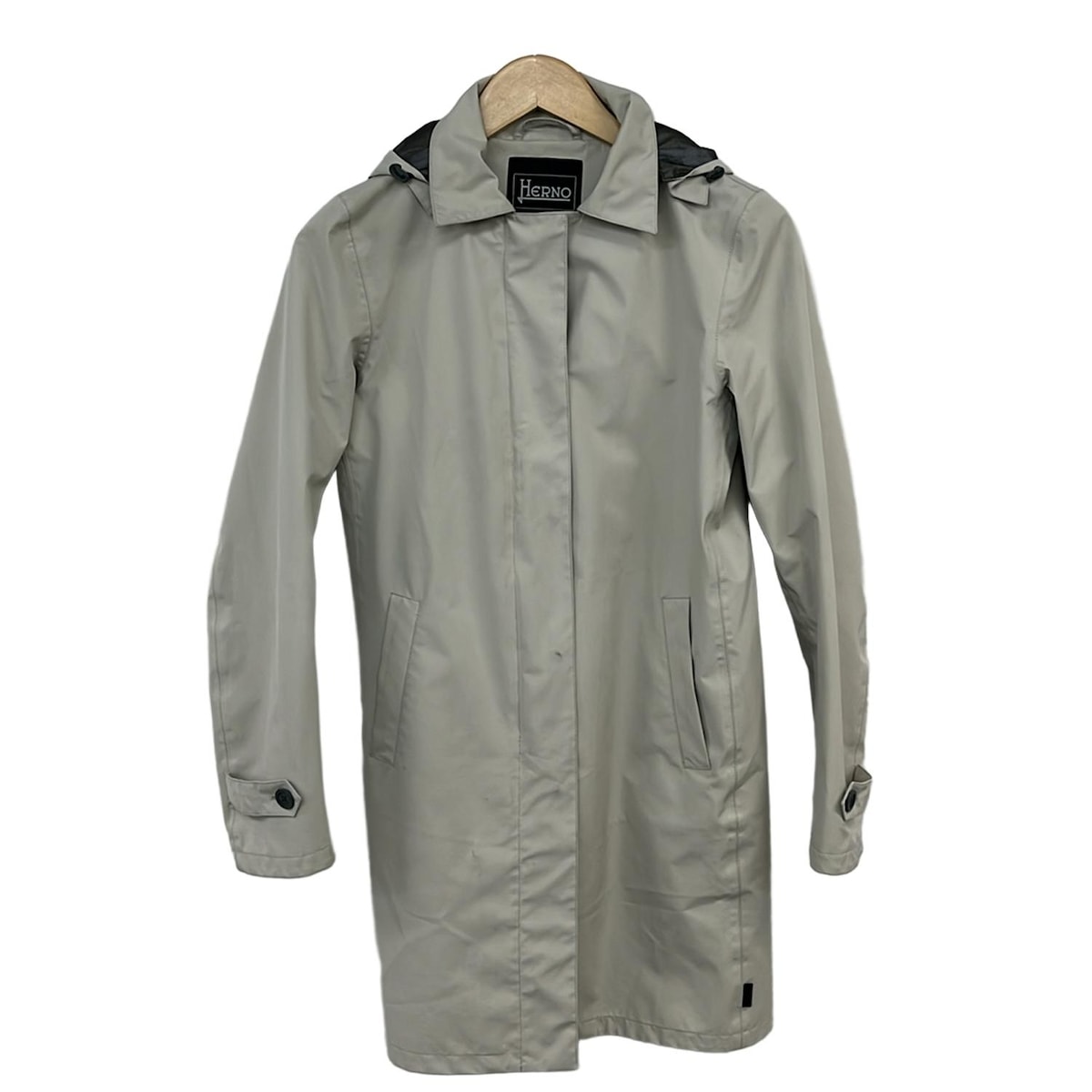 【中古】HERNO(ヘルノ) コート 長袖/ジップアップ/フード着脱可/春/秋 ベージュ