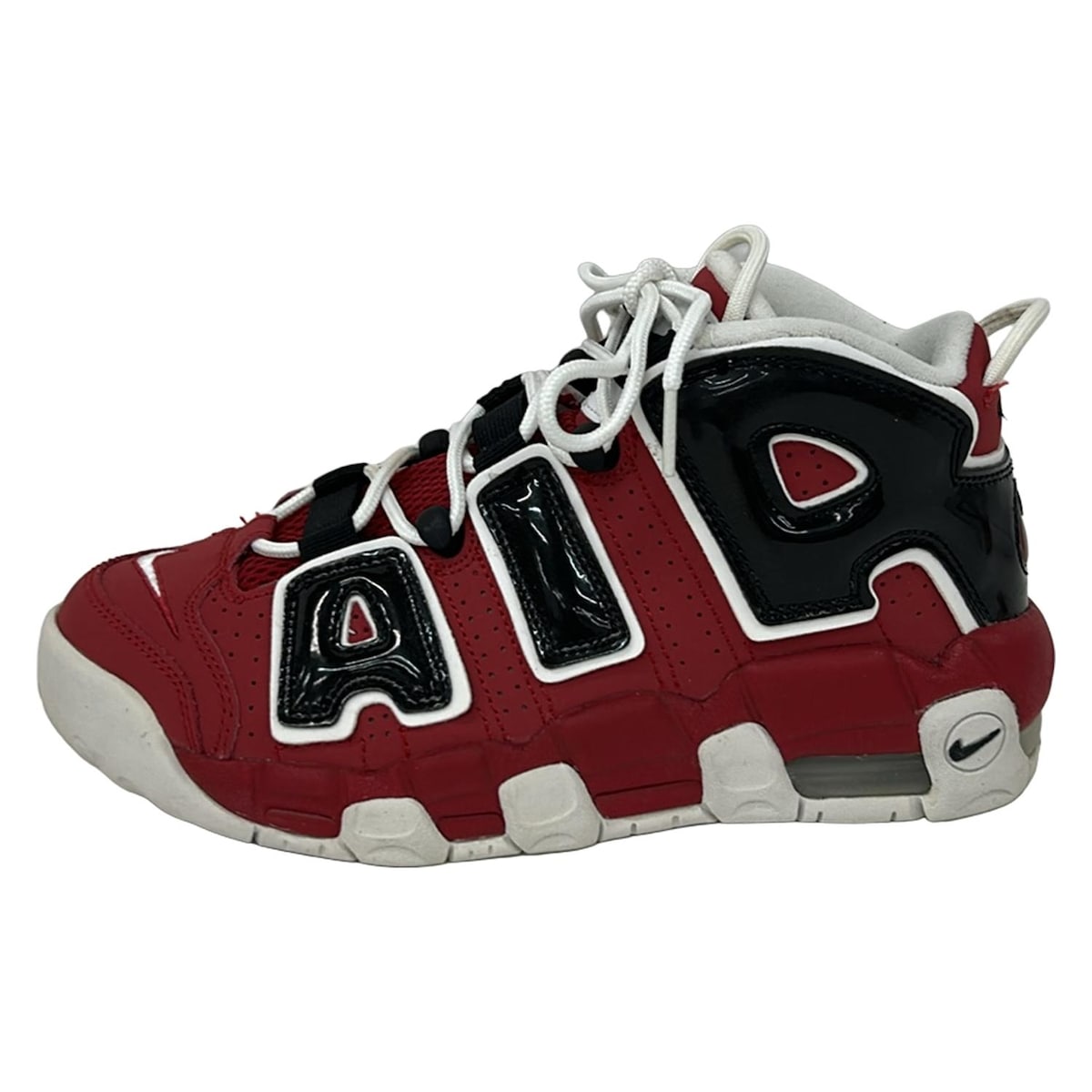 【中古】NIKE(ナイキ) エアモアアップテンポ スニーカー ハイカット レッド×黒×白