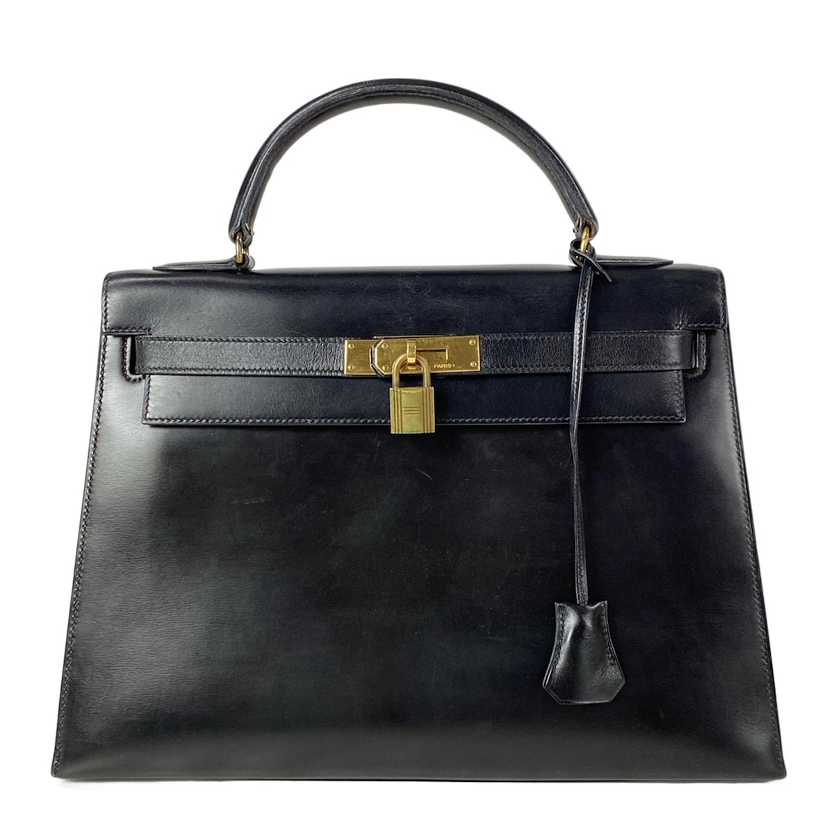 【中古】HERMES(エルメス) ケリー32 ハンドバッグ ゴールド金具 黒
