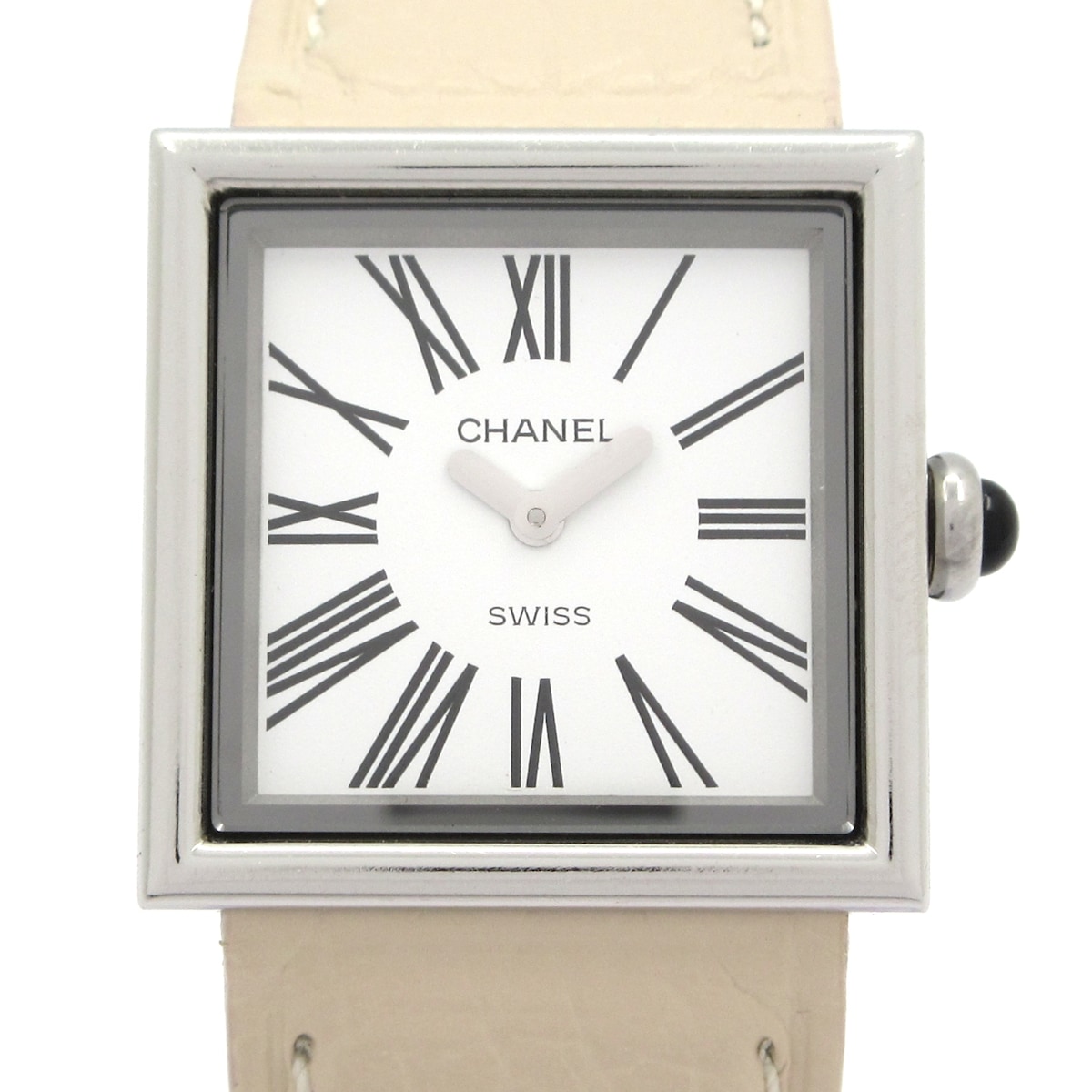 【新着】【中古】CHANEL(シャネル) マドモアゼル 腕時計 社外ベルト 白