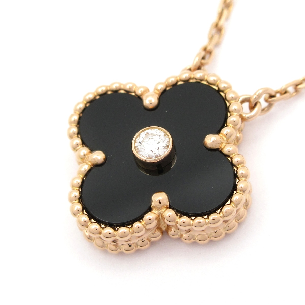 【新着】【中古】Van Cleef & Arpels(ヴァンクリーフ&アーペル) ヴィンテージアルハンブラ ネックレス 1Pダイヤ/ダイヤ約0.05カラット K18PG×ダイヤモンド×オニキス 314,182円