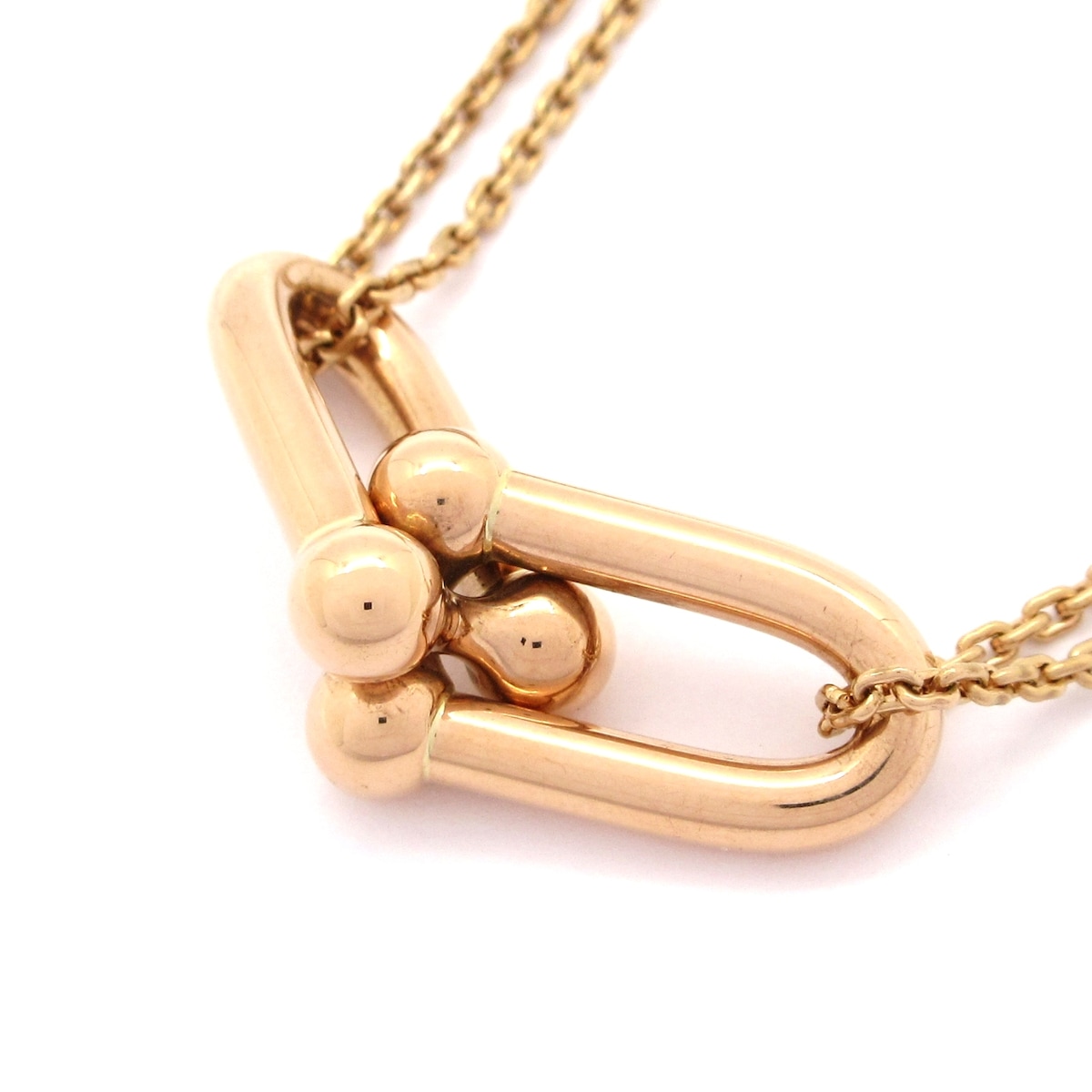 【中古】TIFFANY&Co.(ティファニー) ハードウェア ラージ ダブルリンク ペンダント ネックレス K18PG