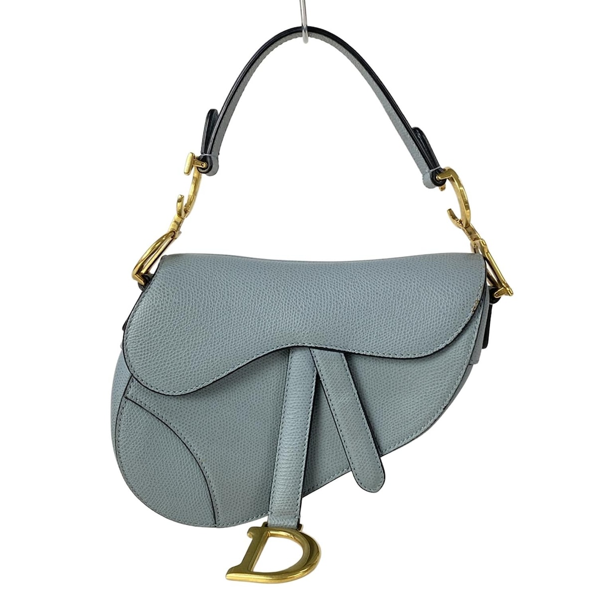 【中古】DIOR/ChristianDior(ディオール/クリスチャンディオール) サドルバッグ ハンドバッグ ライトブルー レザー