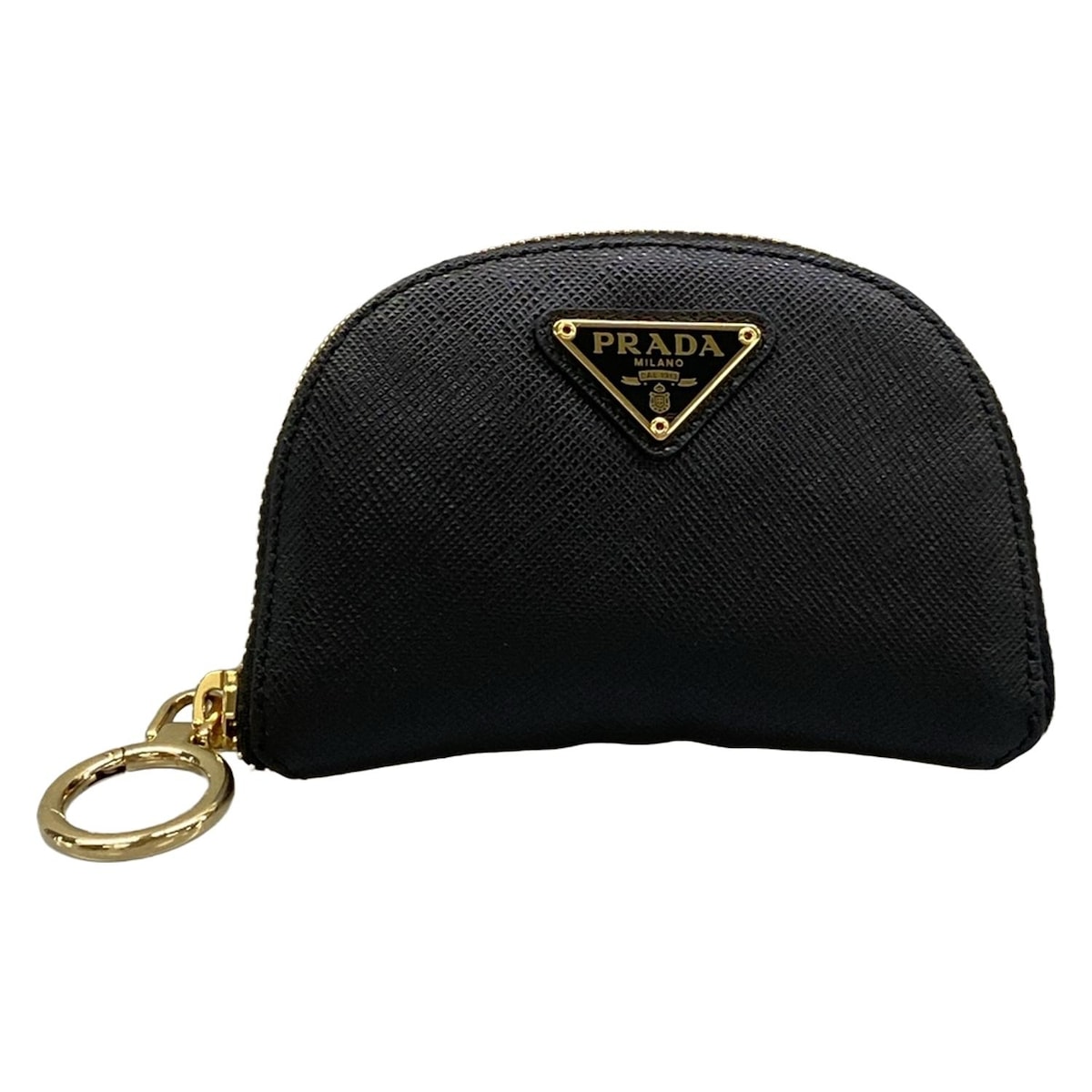 【中古】PRADA(プラダ) ポーチ 巾着/折りたたみ ライトブルー&times;黒 レザー｜ブランディア　店