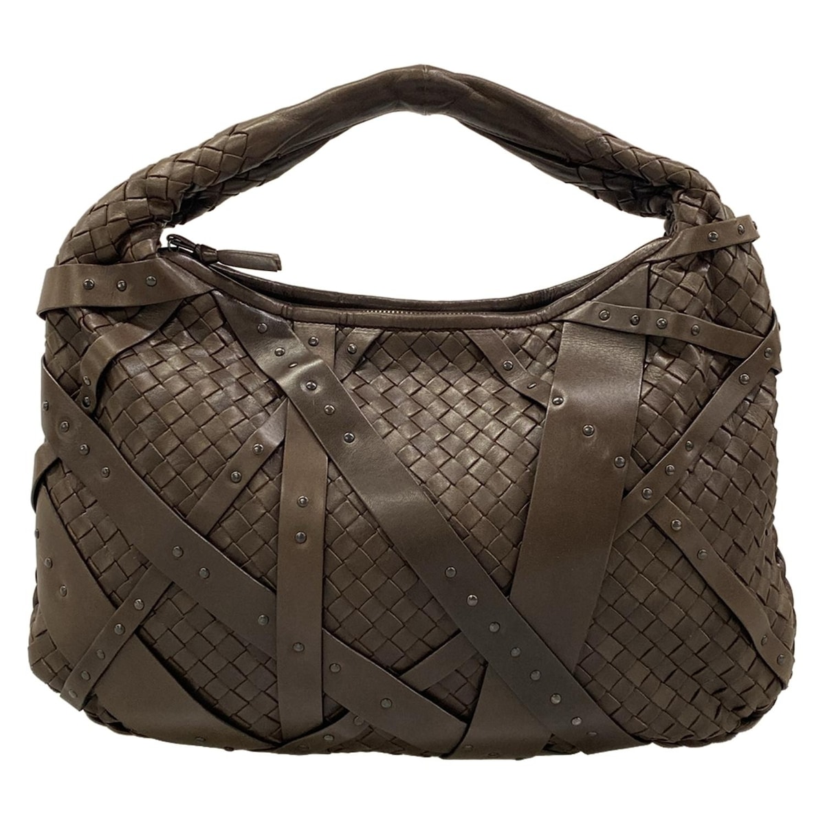 【中古】BOTTEGA VENETA(ボッテガヴェネタ) ミディアムヴェネタバッグ ハンドバッグ ダークブラウン レザー