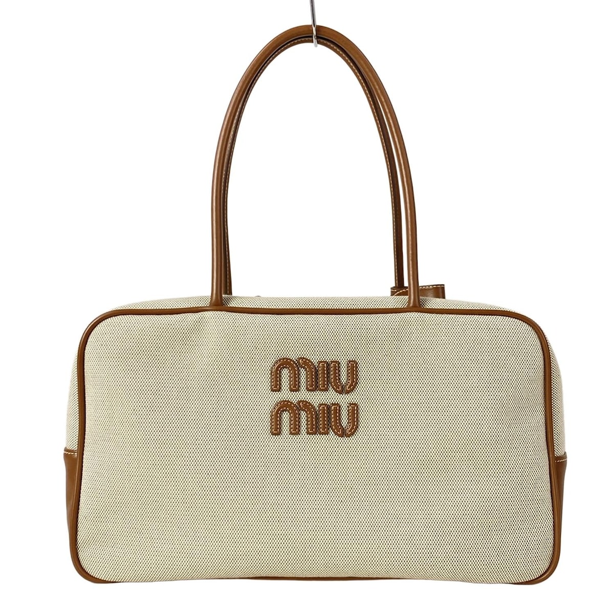 【新着】【中古】miumiu(ミュウミュウ) ボー バッグ ラージ ショルダーバッグ ベージュ×ブランデー（ブラウン） レザー
