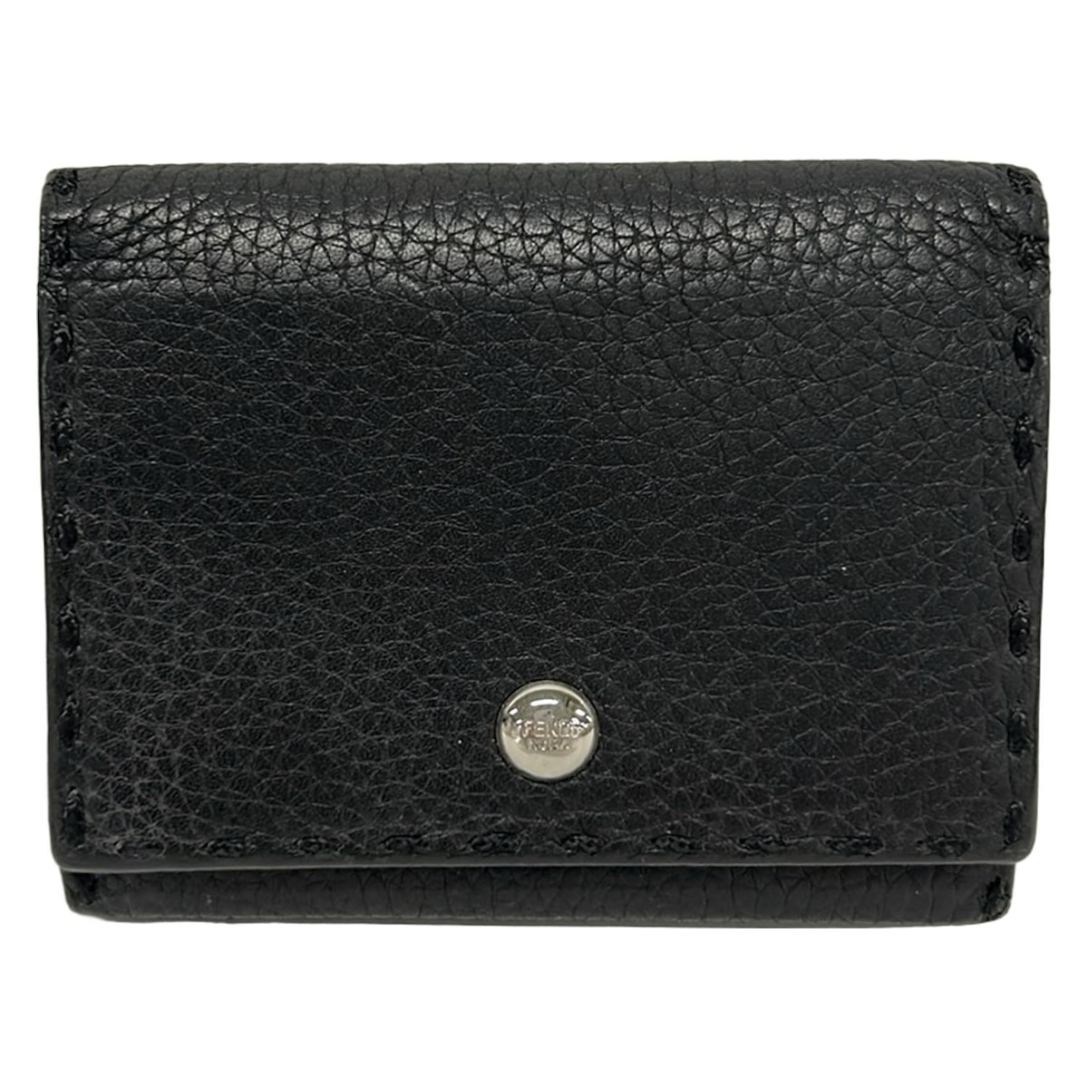 【新着】【中古】FENDI(フェンディ) セレリア 名刺入れ ステッチ 黒 レザー