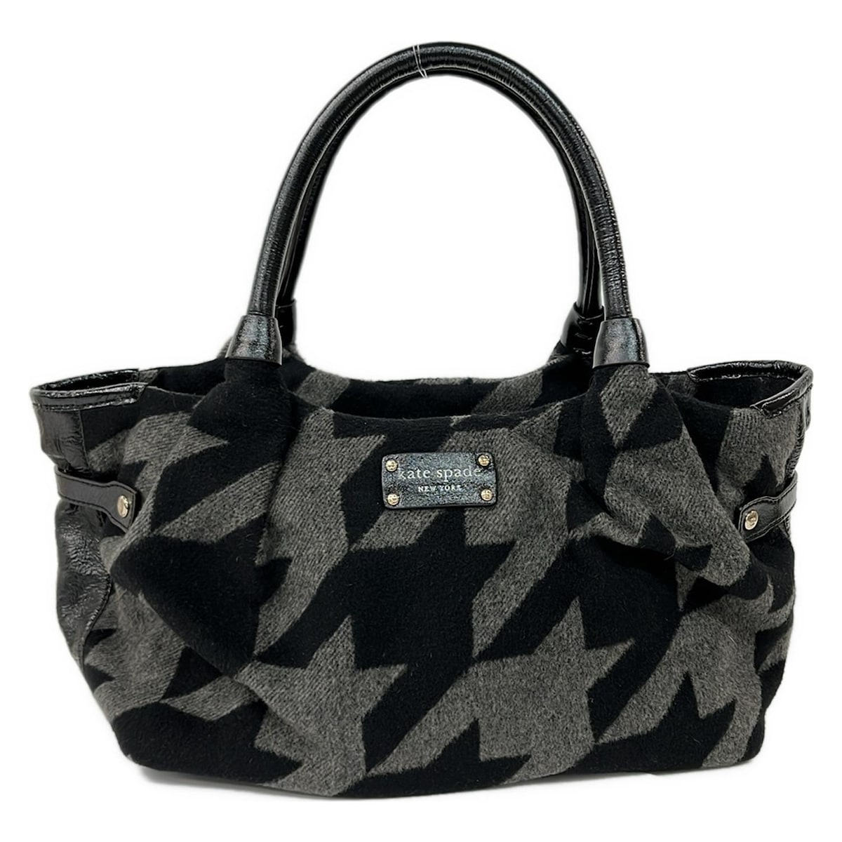 【中古】Kate spade(ケイトスペード) スティービー ショルダーバッグ 千鳥格子柄 黒×ダークグレー ウール、レザー 5,102円