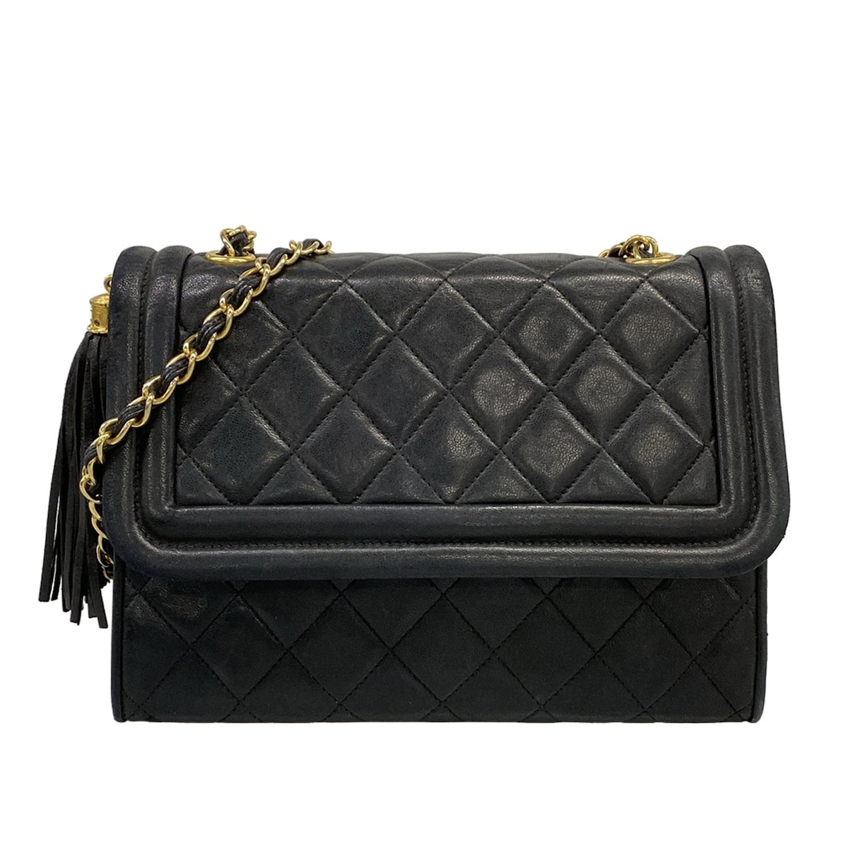 【新着】【中古】CHANEL(シャネル) マトラッセ ショルダーバッグ タッセル 黒 ラムスキン