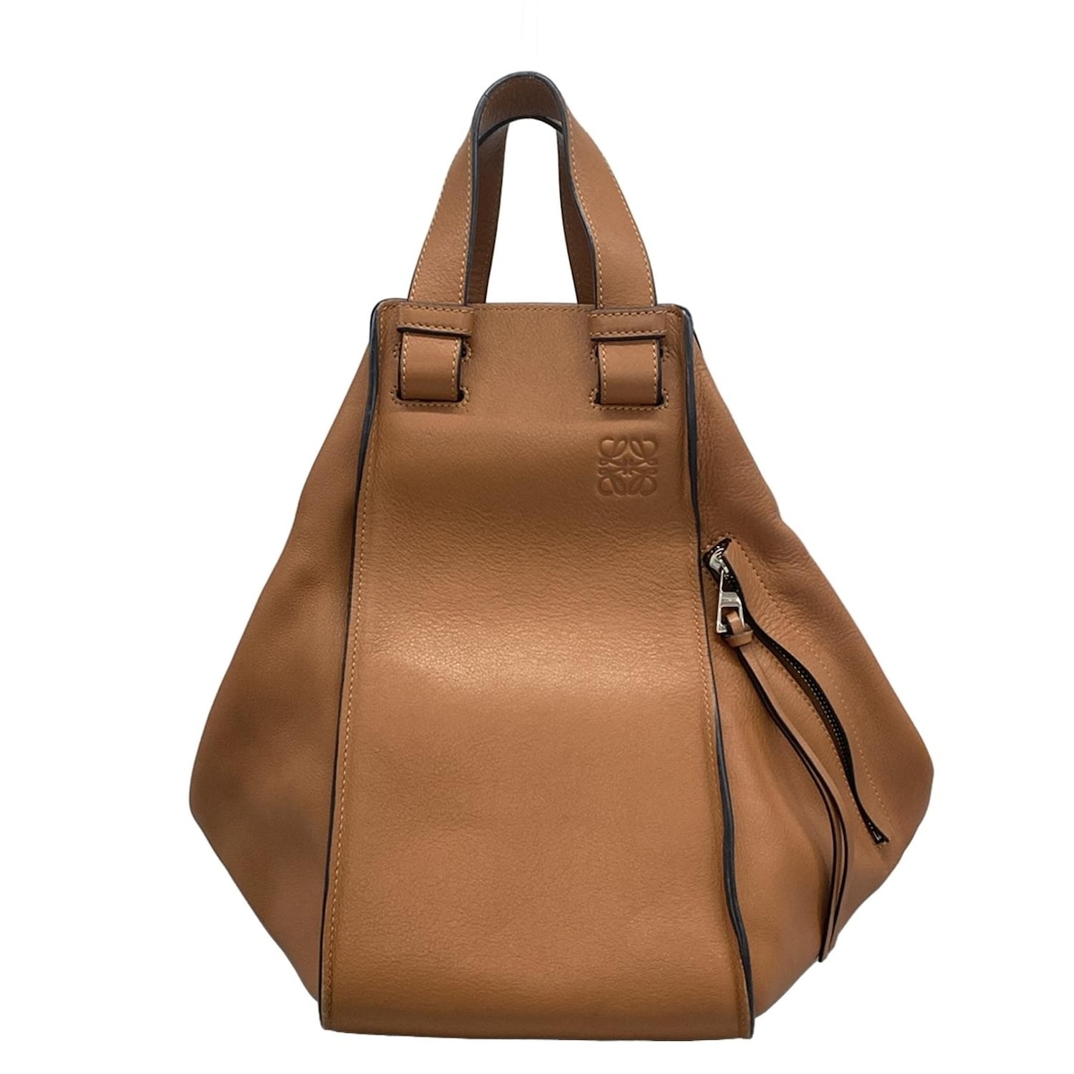 【新着】【中古】LOEWE(ロエベ) ハンモックバッグミディアム ハンドバッグ ブラウン レザー