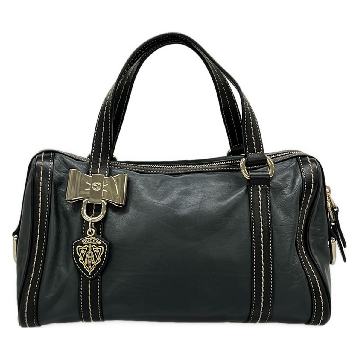 【新着】【中古】GUCCI(グッチ) ドゥケッサ ハンドバッグ 黒 レザー