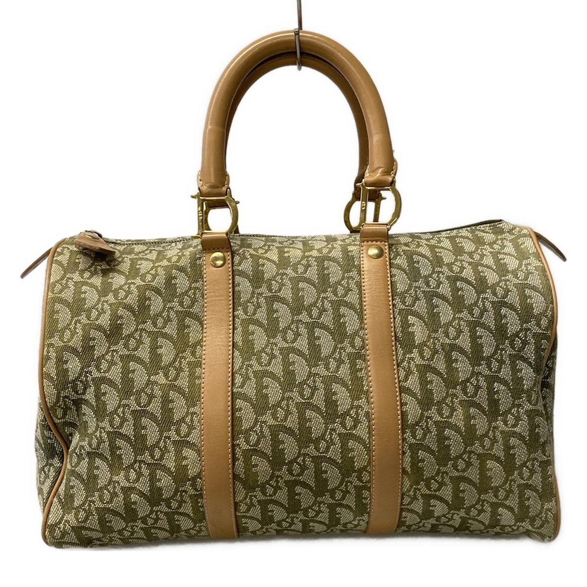 【中古】DIOR/ChristianDior(ディオール/クリスチャンディオール) トロッター ハンドバッグ ミニボストン ライトグリーン&times;アイボリー&times;ベージュ レザー｜ブランディア　店