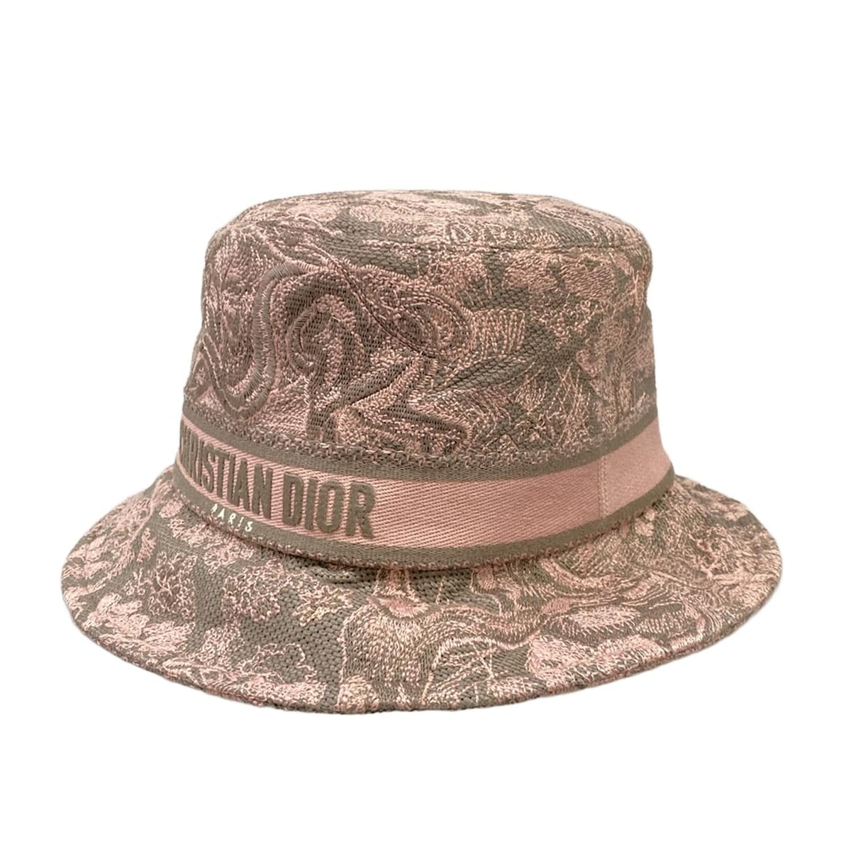 【新着】【中古】DIOR/ChristianDior(ディオール/クリスチャンディオール) ハット 花柄 グレー×ピンク コットン