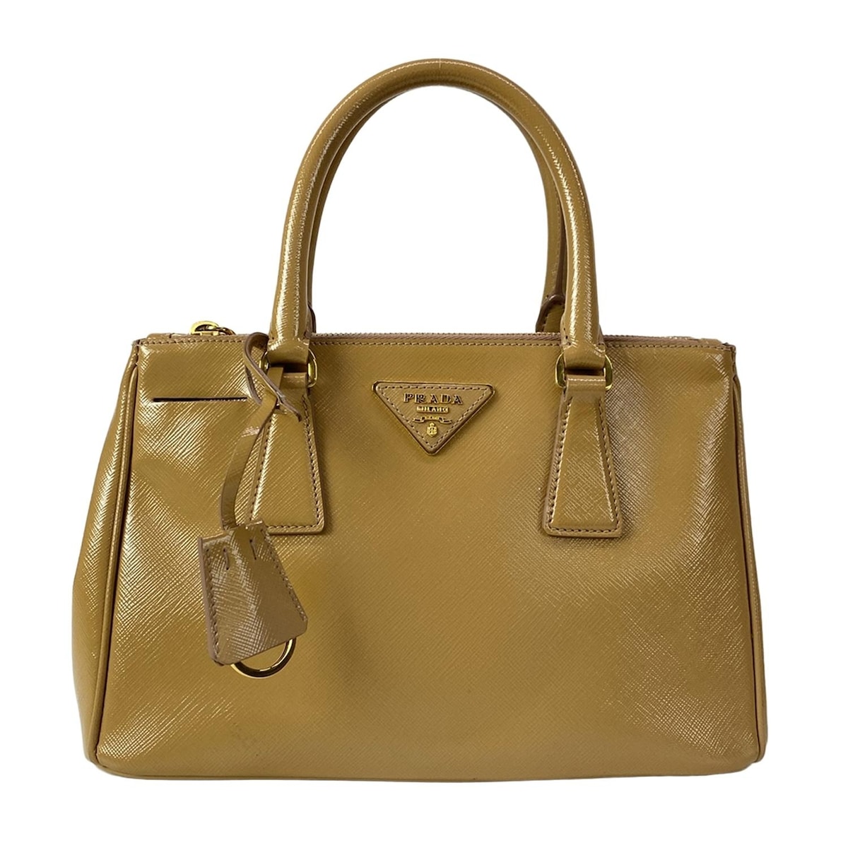 【新着】【中古】PRADA(プラダ) ガレリアミニバッグ ハンドバッグ ライトブラウン レザー