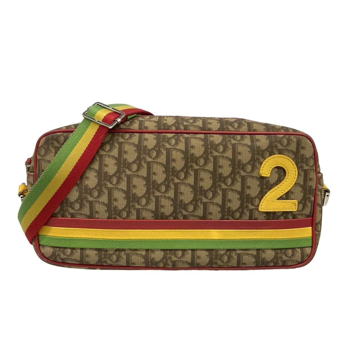 【新着】【中古】DIOR/ChristianDior(ディオール/クリスチャンディオール) ラスタ ショルダーバッグ ダークブラウン×ベージュ×マルチ レザー