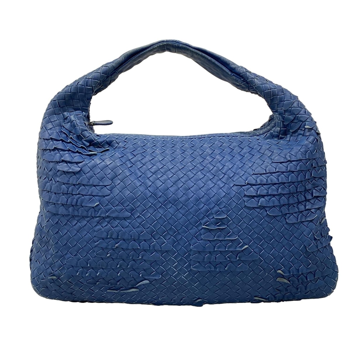 【新着】【中古】BOTTEGA VENETA(ボッテガヴェネタ) イントレチャート ハンドバッグ フリル ブルー レザー