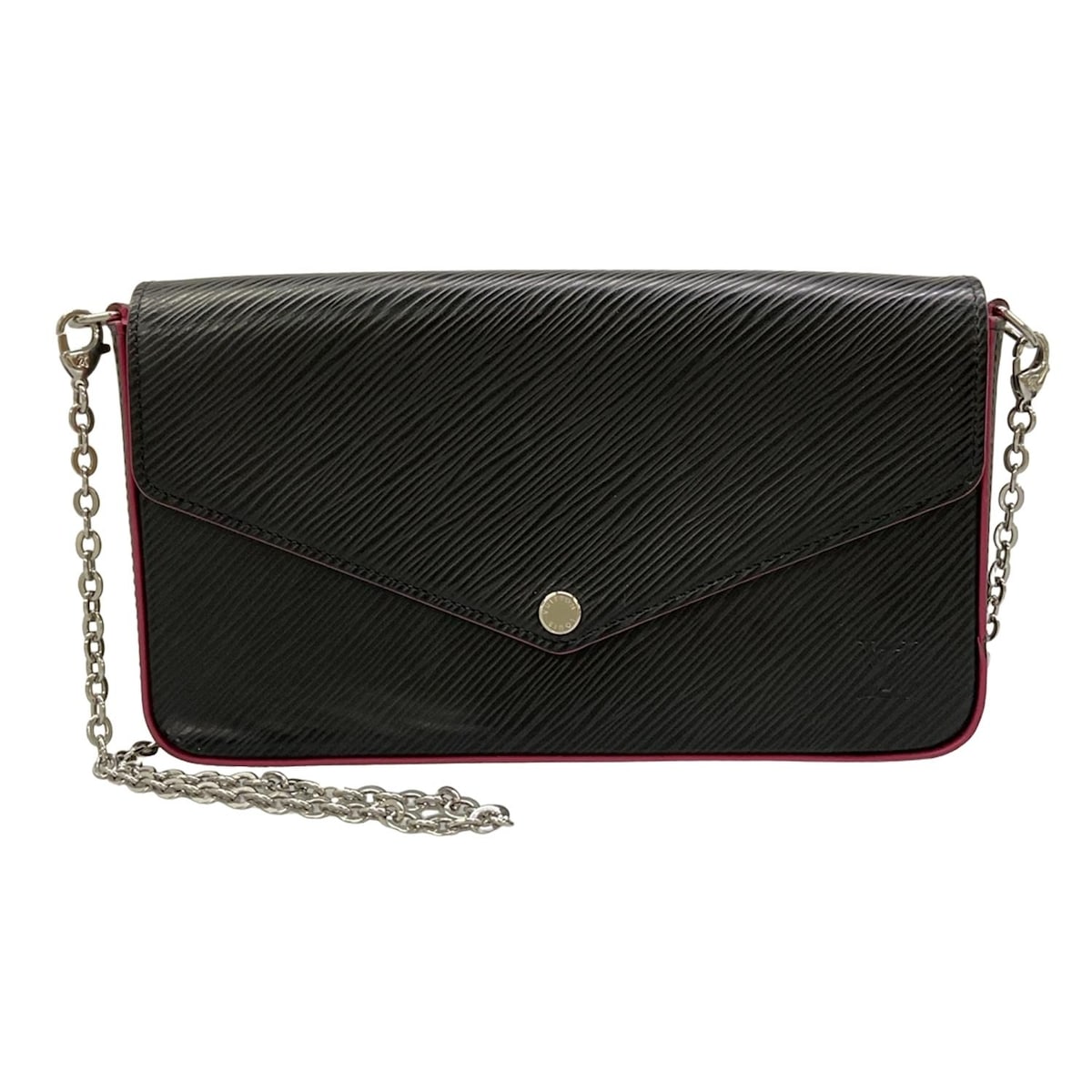 【新着】【中古】LOUIS VUITTON(ルイヴィトン) ポシェットフェリーチェ 財布 ノワール×ホットピンク レザー