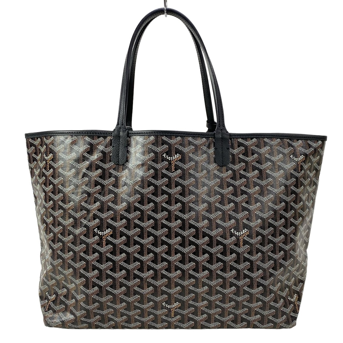 【中古】GOYARD(ゴヤール) サンルイPM トートバッグ 黒×ブラウン×白 レザー