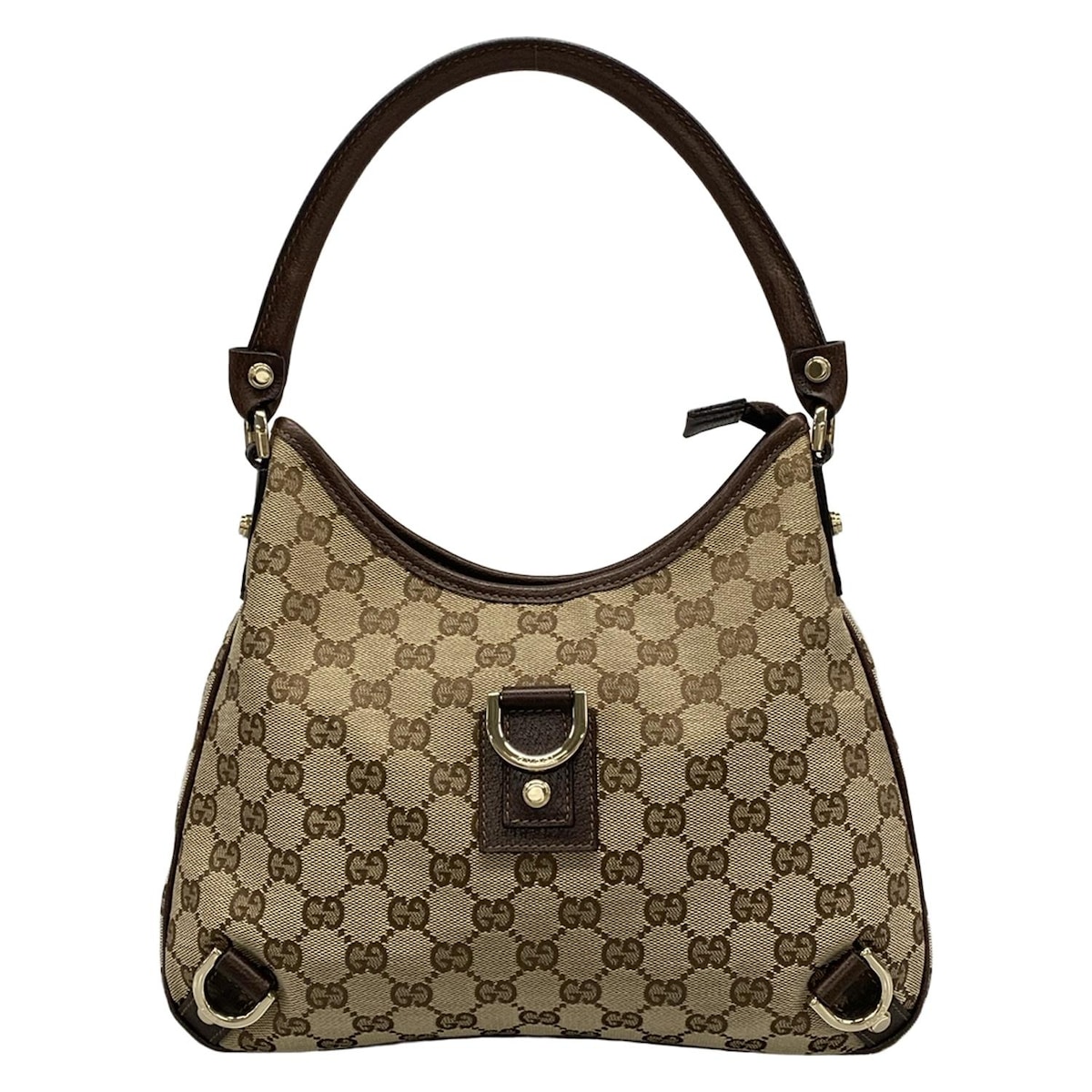 【新着】【中古】GUCCI(グッチ) アビー/GG柄 ショルダーバッグ ダークブラウン×ベージュ レザー