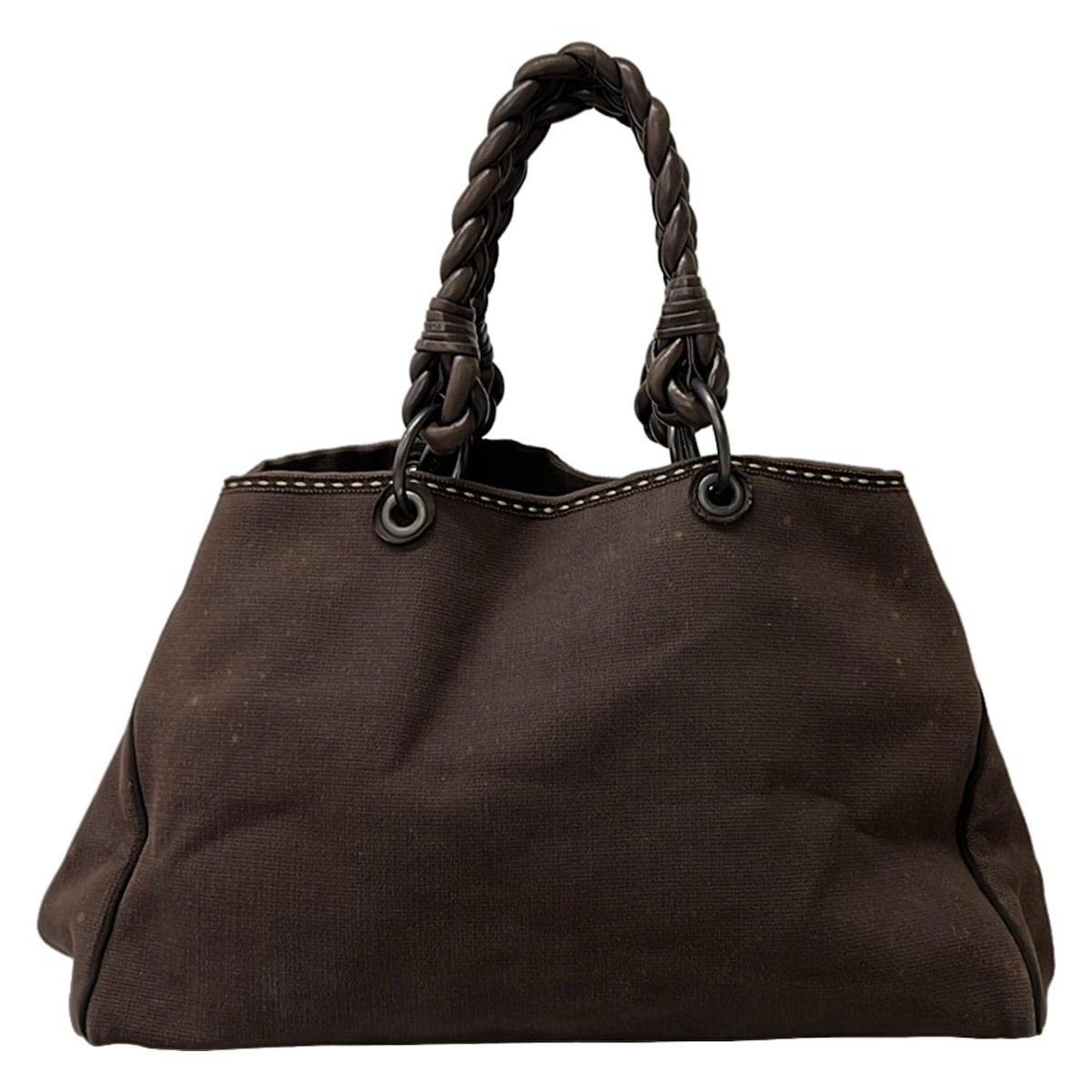 【新着】【中古】BOTTEGA VENETA(ボッテガヴェネタ) トートバッグ 編み込みハンドル ダークブラウン レザー