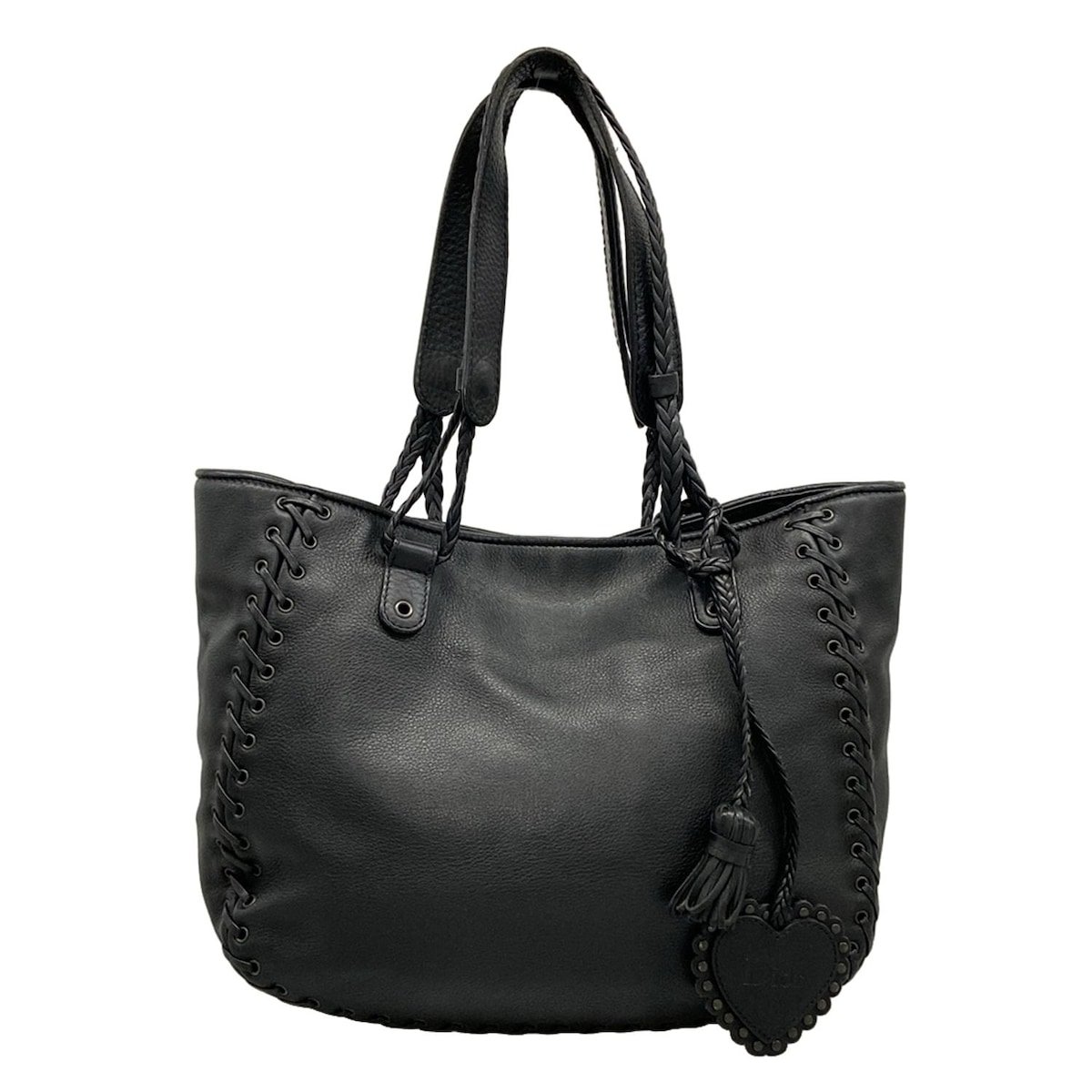 【新着】【中古】DIOR/ChristianDior(ディオール/クリスチャンディオール) エスニックハート トートバッグ 黒 レザー