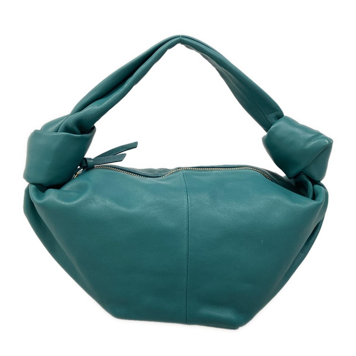 【新着】【中古】BOTTEGA VENETA(ボッテガヴェネタ) ダブルノット ハンドバッグ ブルーグリーン レザー