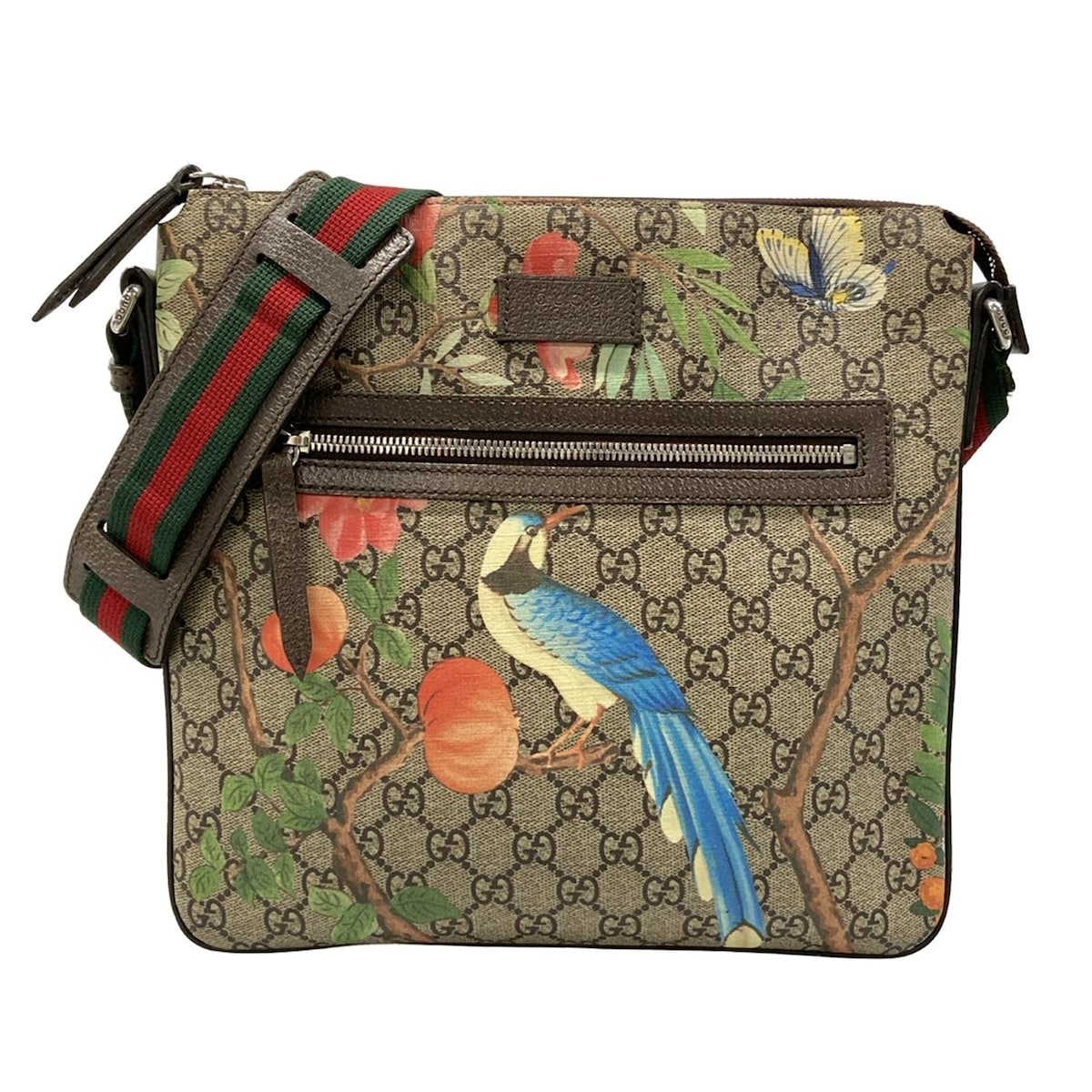 【新着】【中古】GUCCI(グッチ) グッチティアン ショルダーバッグ ダークブラウン×ベージュ×マルチ レザー