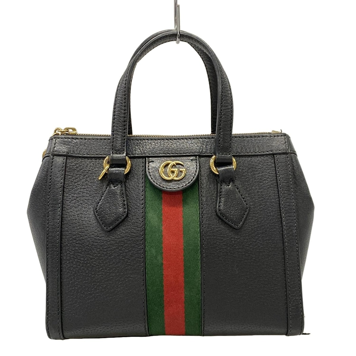 【中古】GUCCI(グッチ) オフィディア ハンドバッグ 黒×グリーン×レッド レザー 60,785円