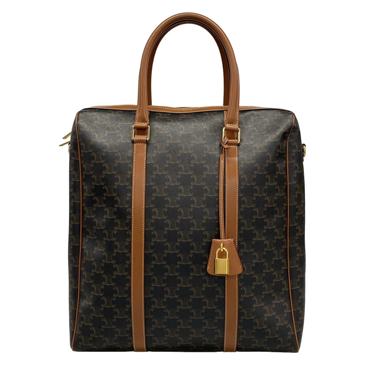 【中古】CELINE(セリーヌ) ボストンバッグ 黒×赤銅色 なめし革