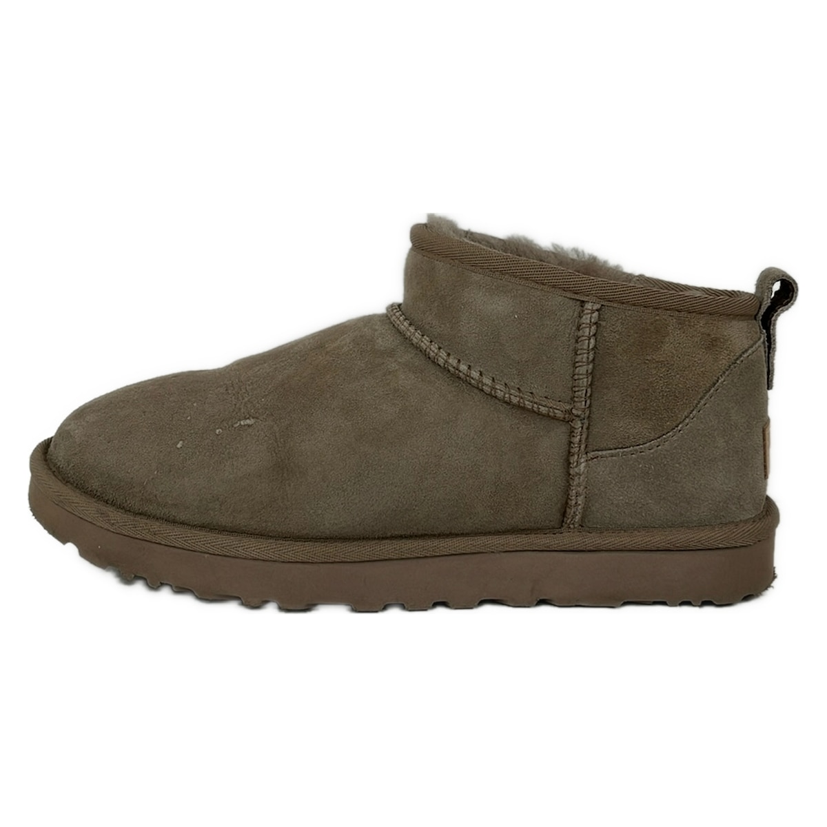 【中古】UGG(アグ) クラシック ウルトラ ミニ ショートブーツ グレーベージュ ムートン