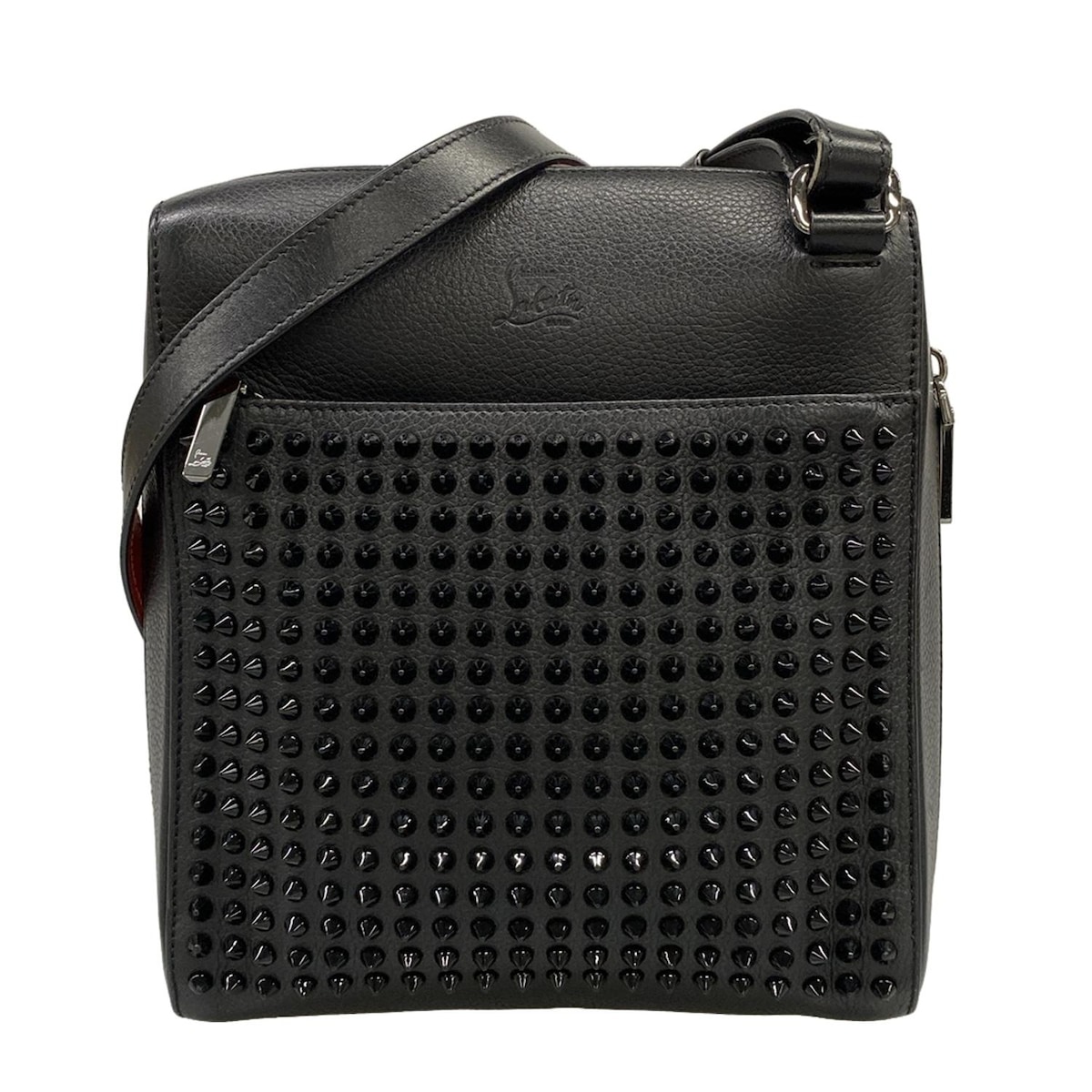 【中古】CHRISTIAN LOUBOUTIN(クリスチャンルブタン) Benech Reporter(ベンチリポーター ) ショルダーバッグ スタッズ 黒 レザー