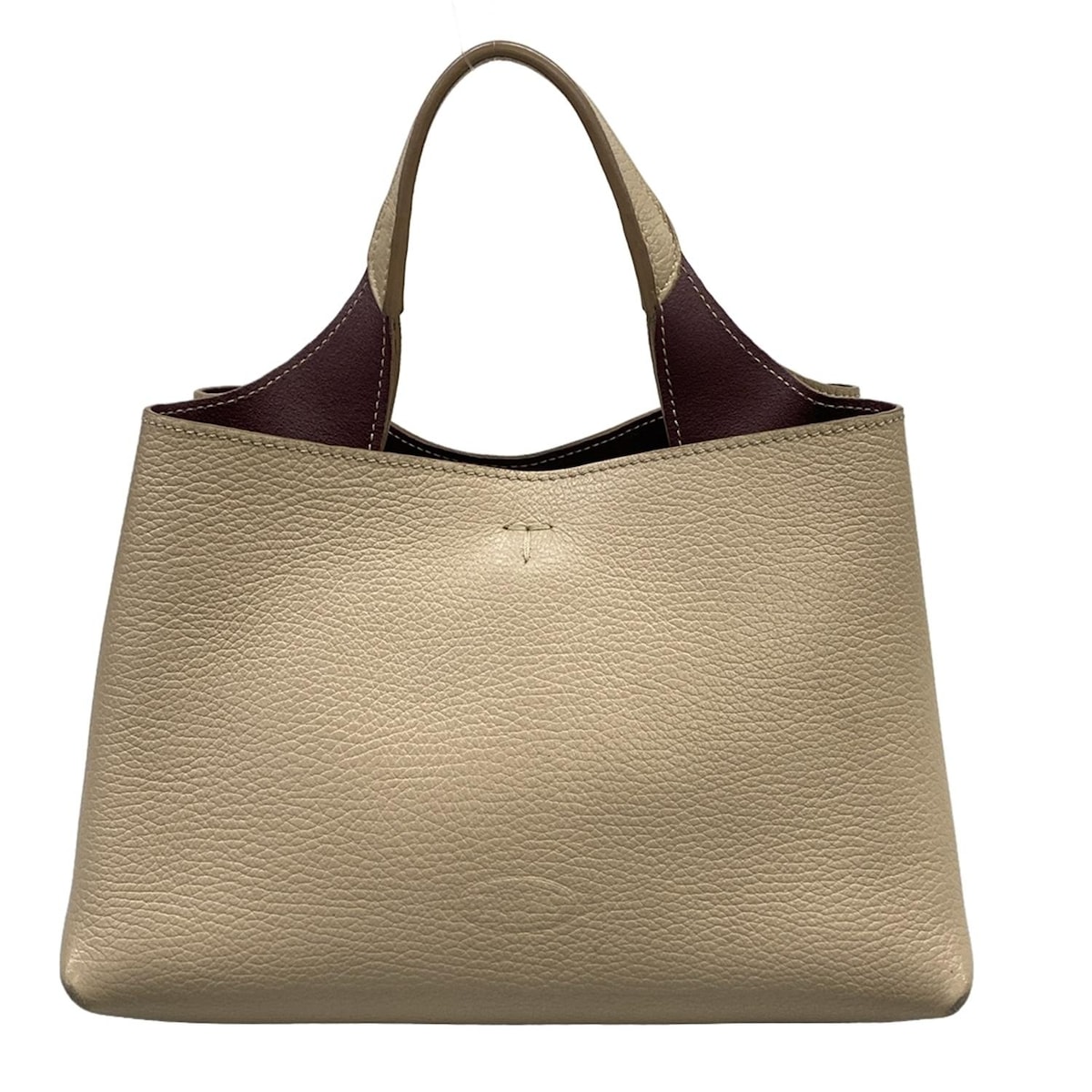 【中古】TOD'S(トッズ) Tタイムレスマイクロバッグ ハンドバッグ ベージュ×ボルドー レザー