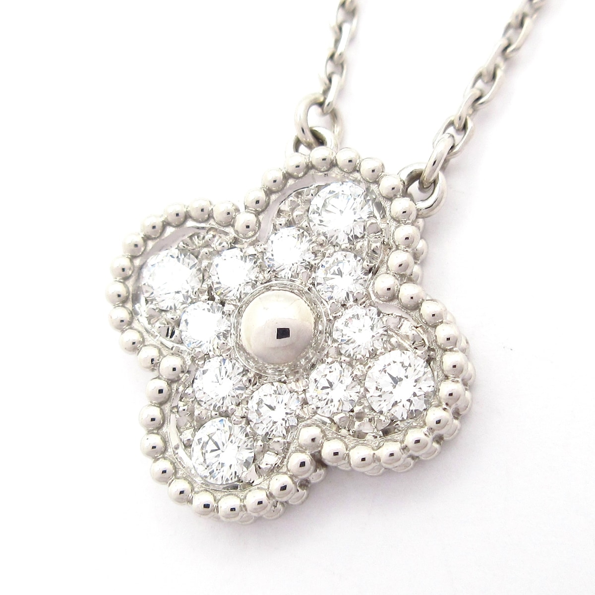 【中古】Van Cleef & Arpels(ヴァンクリーフ&アーペル) ヴィンテージアルハンブラ ネックレス K18WG×ダイヤモンド