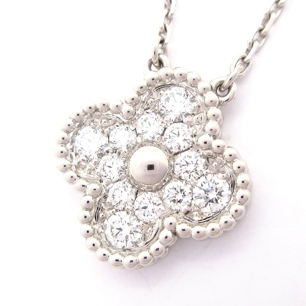 【中古】Van Cleef & Arpels(ヴァンクリーフ&アーペル) ヴィンテージアルハンブラ ネックレス K18WG×ダイヤモンド