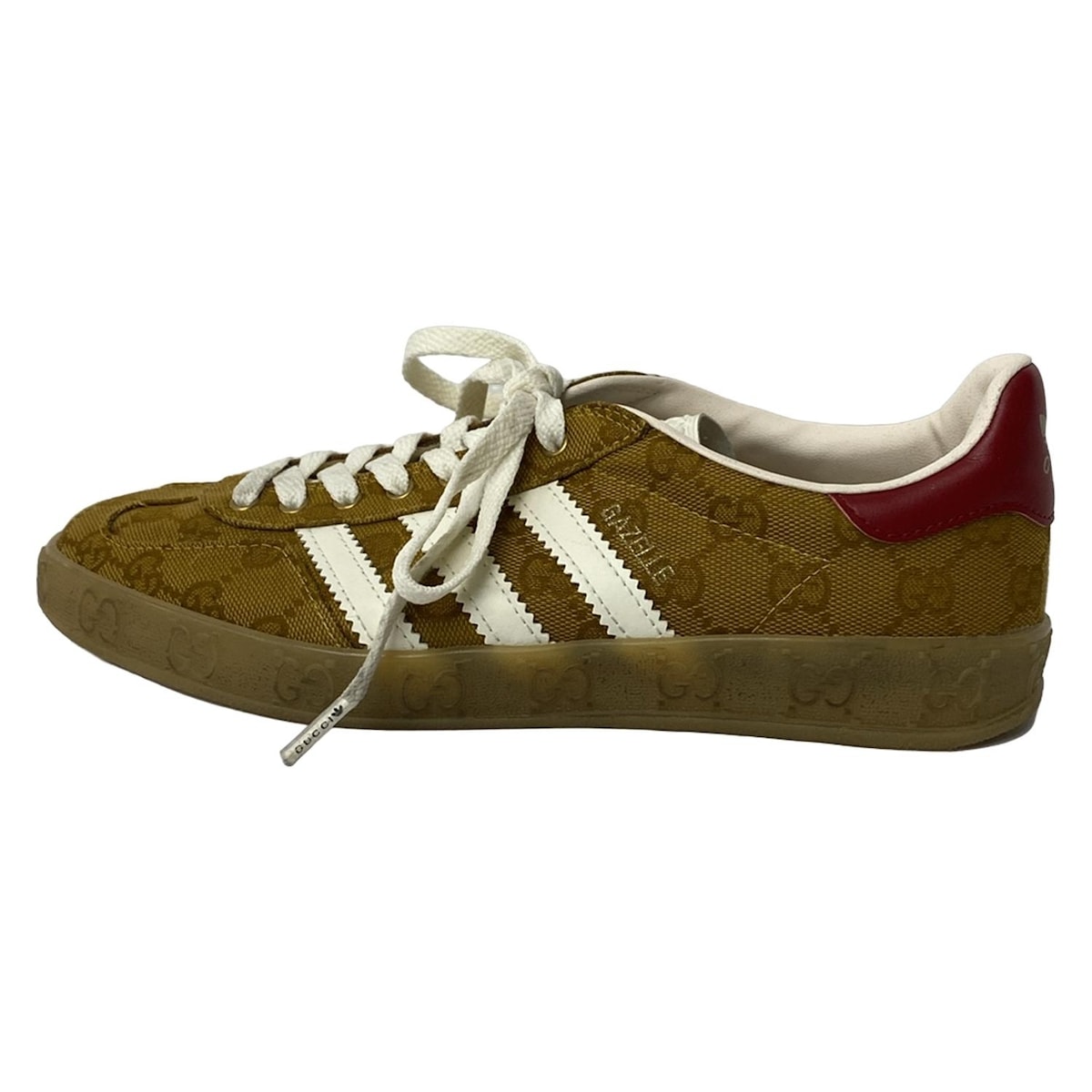 【新着】【中古】GUCCI(グッチ) スニーカー インソール取外し可/GG柄/adidasコラボ ブラウン×白×レッド レザー