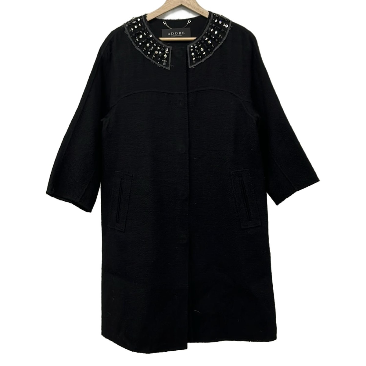 【中古】ADORE(アドーア) コート 長袖/ビーズ/ビジュー/春/秋 黒