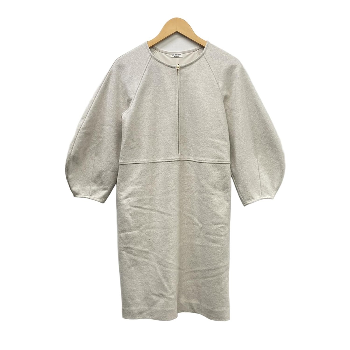 【新着】【中古】VERMEIL par iena(ヴェルメイユ パー イエナ) ワンピース 七分袖 ライトグレー