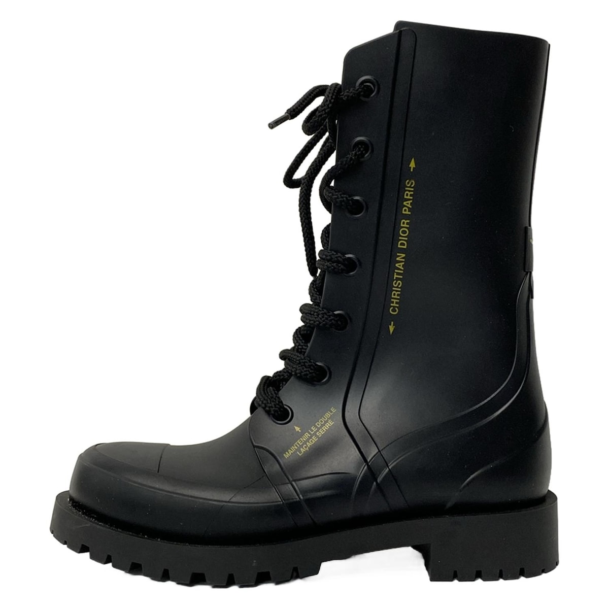 【中古】DIOR/ChristianDior(ディオール/クリスチャンディオール) レインブーツ 黒