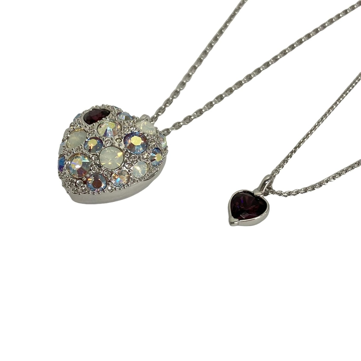 【新着】【中古】SWAROVSKI(スワロフスキー) アクセサリー ネックレス×2点/ハート シルバー×パープル×マルチ