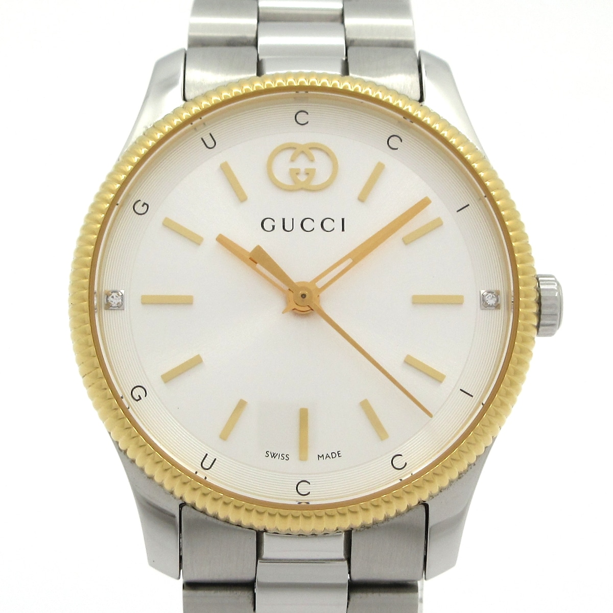 【新着】【中古】GUCCI(グッチ) G-タイムレス 腕時計 2Pダイヤインデックス シルバー