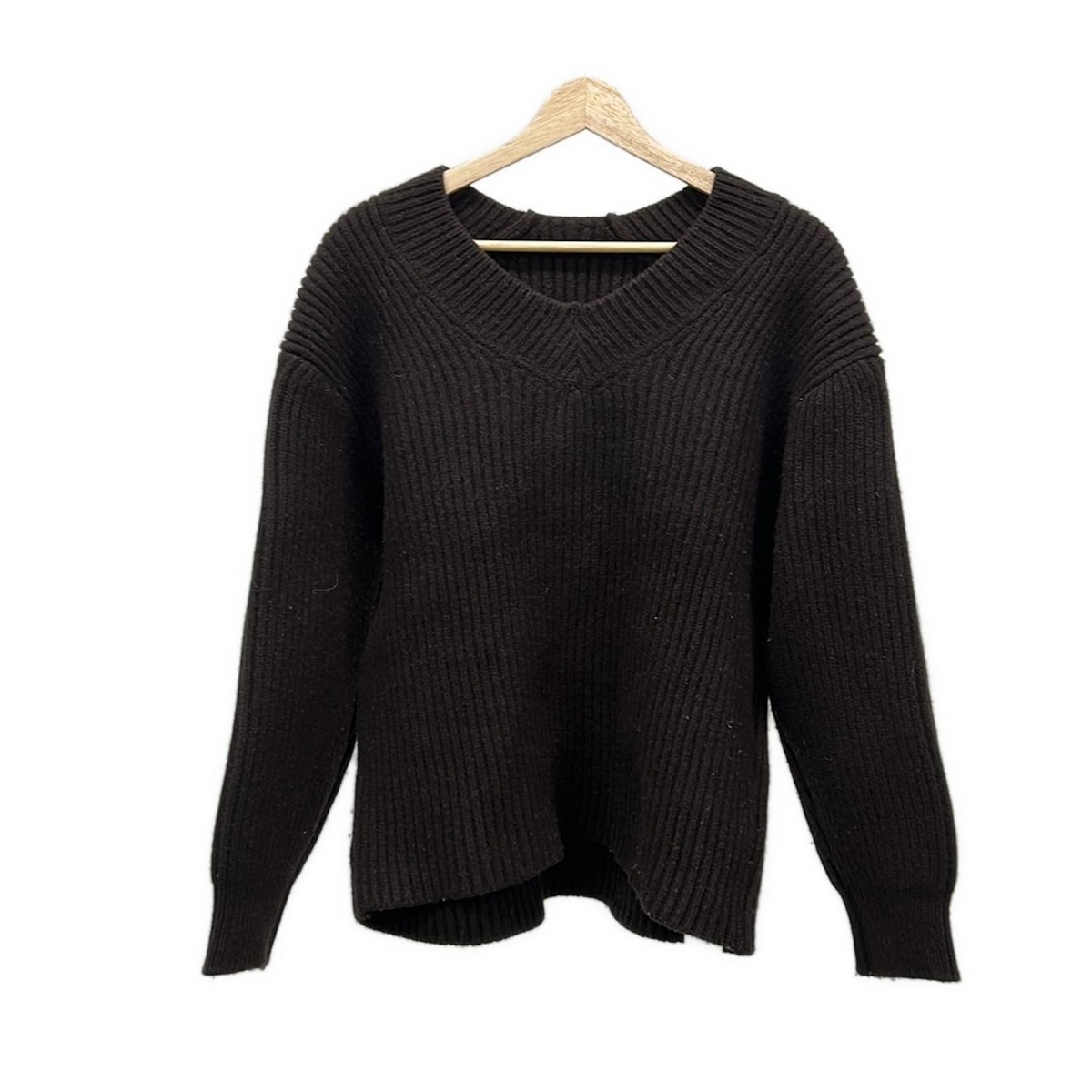【中古】MUSE de DEUXIEME CLASSE(ミューズデドゥーズィエムクラス) 長袖セーター Vネック ダークブラウン