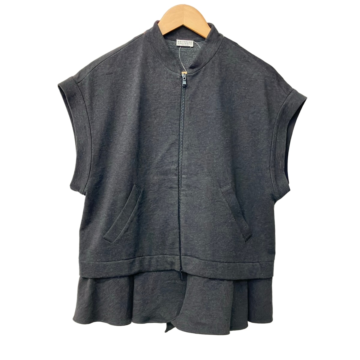 【中古】BRUNELLO CUCINELLI(ブルネロクチネリ) より良い 汗水/ジップアップ/フラウンス/チェーン店 うす暗い薄墨色