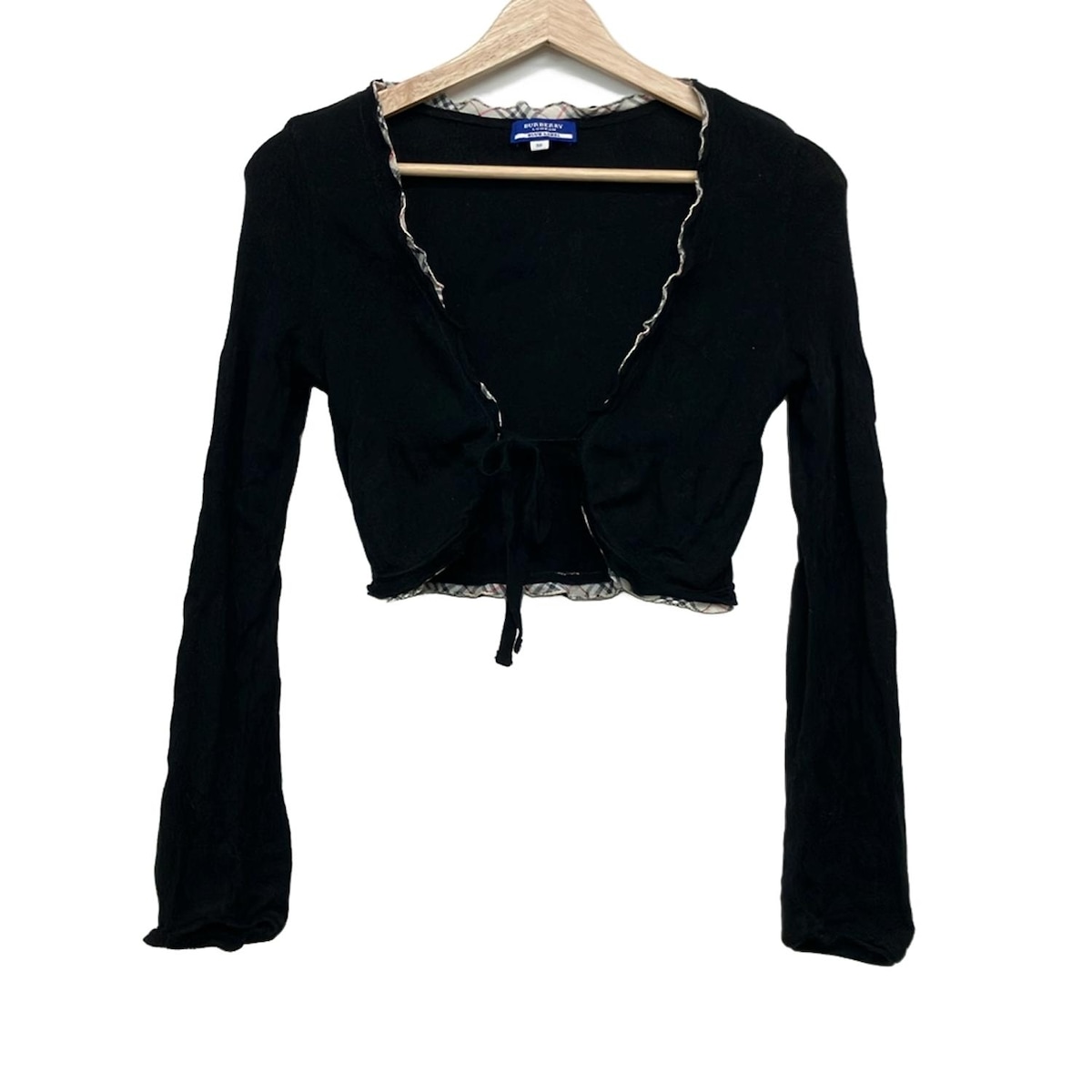 【中古】Burberry Blue Label(バーバリーブルーレーベル) ボレロ 長袖/チェック柄 黒×白×レッド