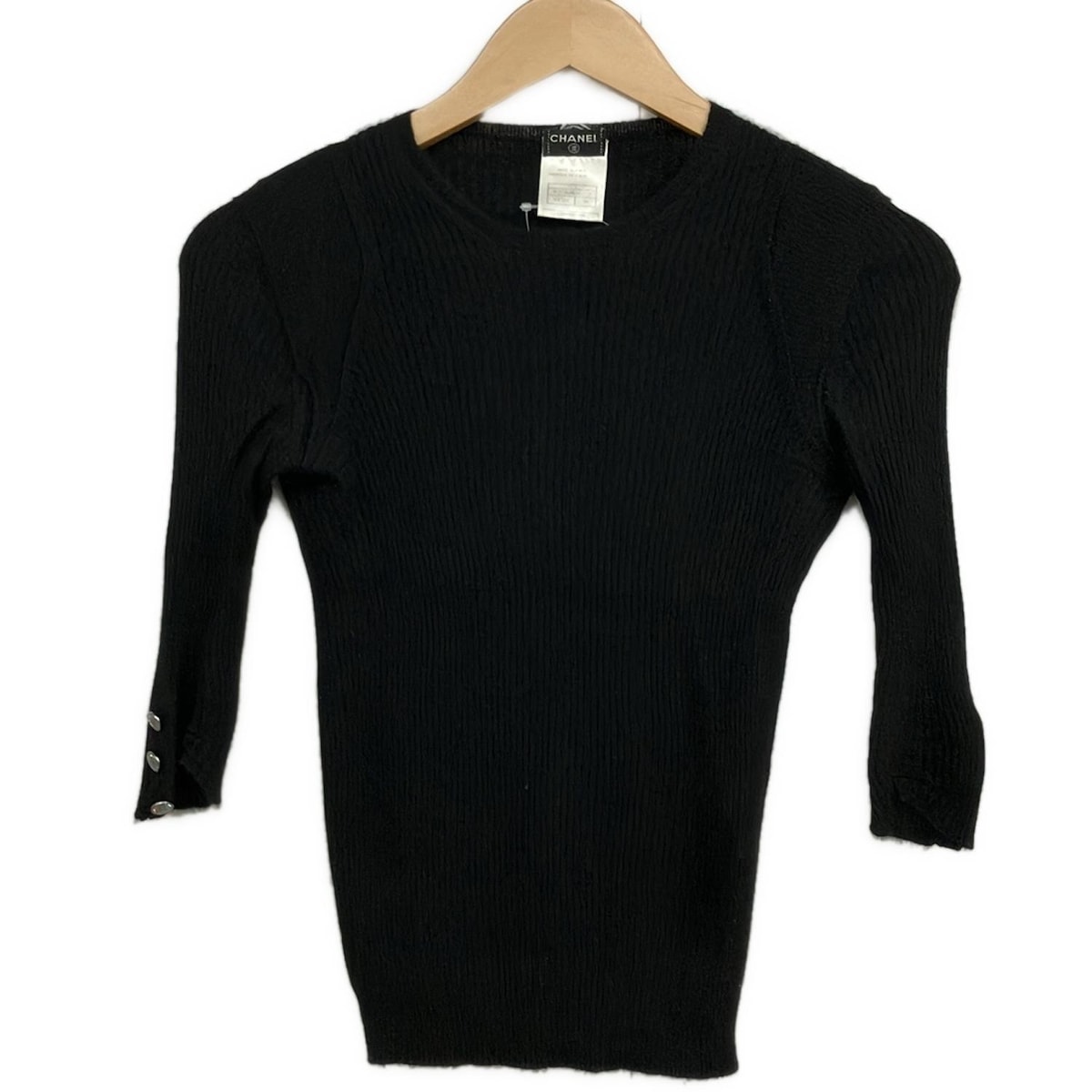【新着】【中古】CHANEL(シャネル) 長袖セーター クルーネック/カシミヤ/シルク 黒