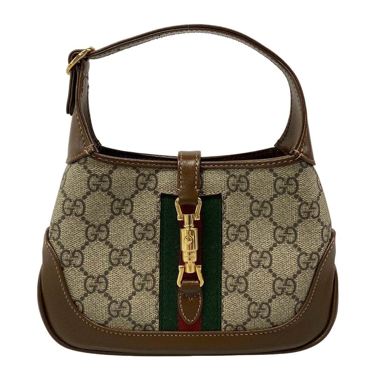 【新着】【中古】GUCCI(グッチ) ジャッキー 1961 ハンドバッグ 2way ブラウン×マルチ レザー